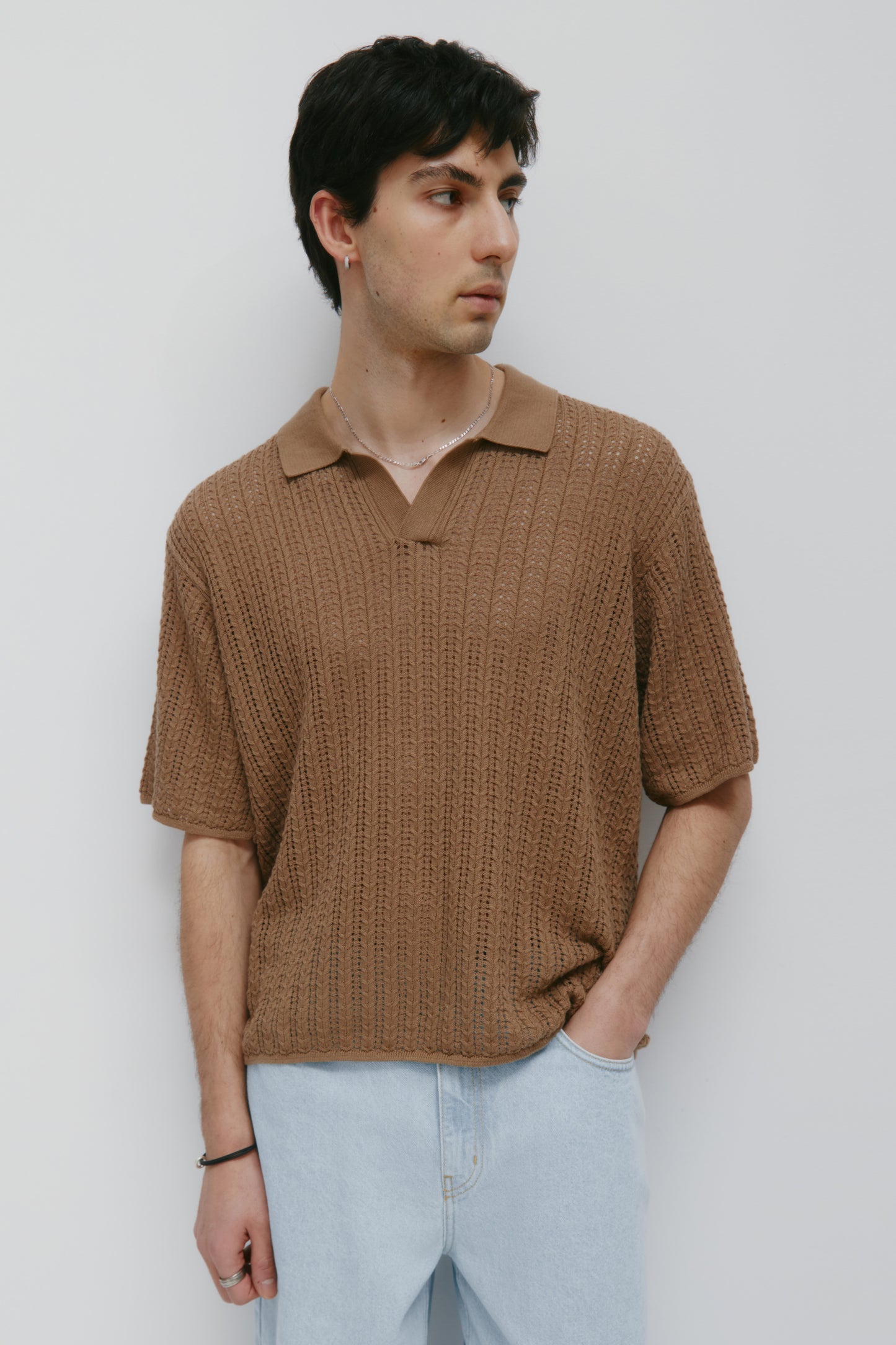 Men's Jadd Shortsleeve Knit Polo in Otter