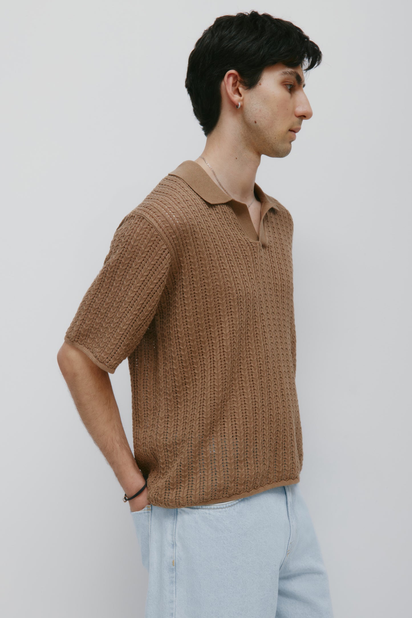 Men's Jadd Shortsleeve Knit Polo in Otter