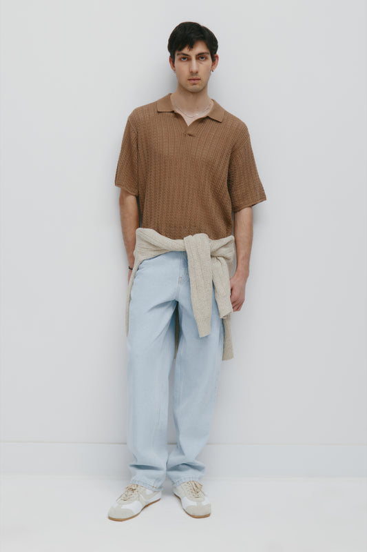 Men's Jadd Shortsleeve Knit Polo in Otter