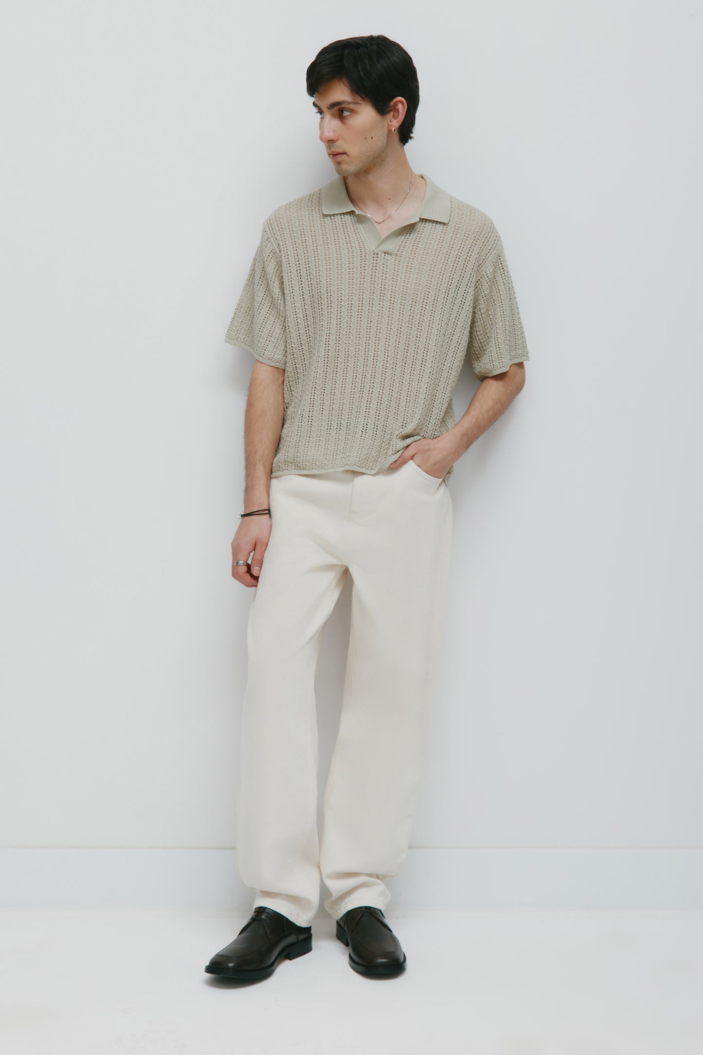Men's Jadd Shortsleeve Knit Polo in Sage Mist