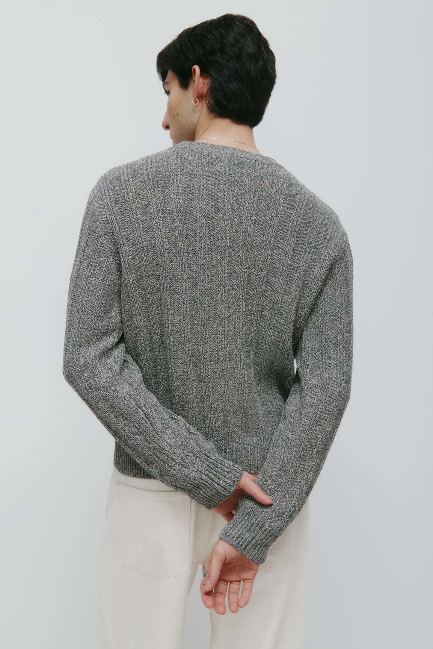 Men's Nima Open Knit Crew in Dark Slate