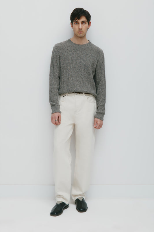 Men's Nima Open Knit Crew in Dark Slate