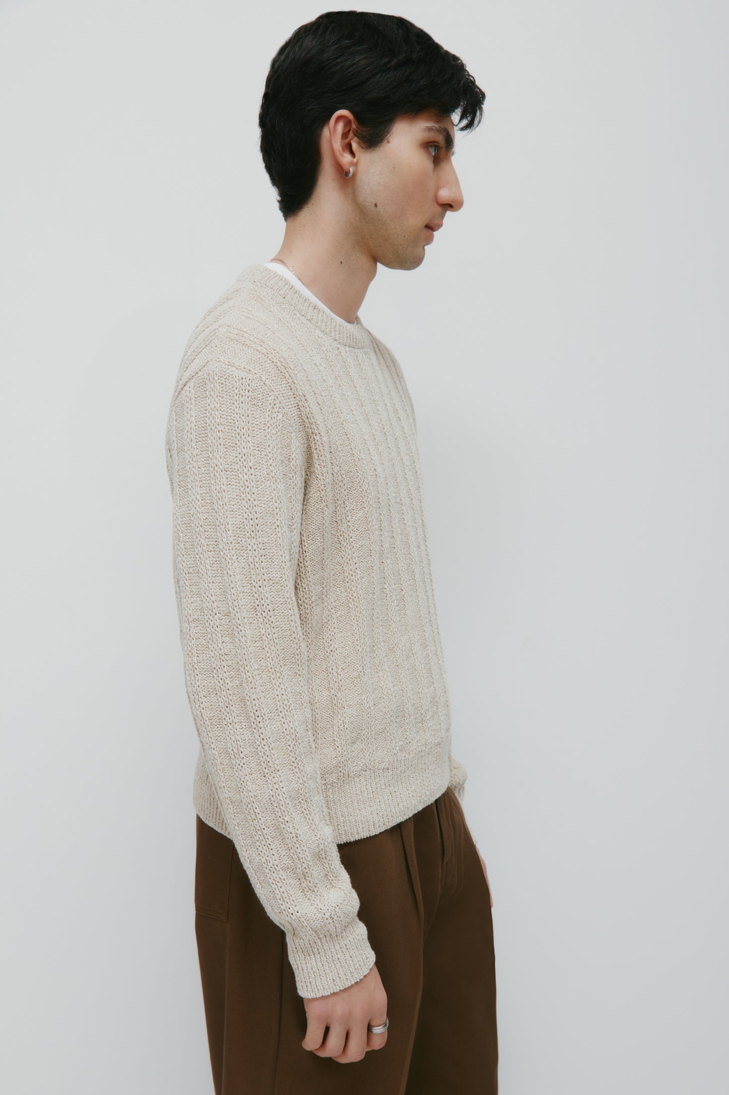 Men's Nima Open Knit Crew in Dove