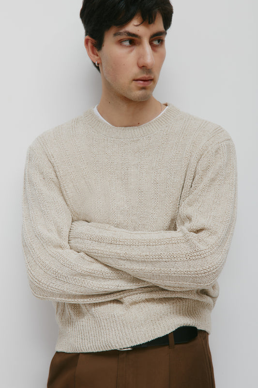 Men's Nima Open Knit Crew in Dove
