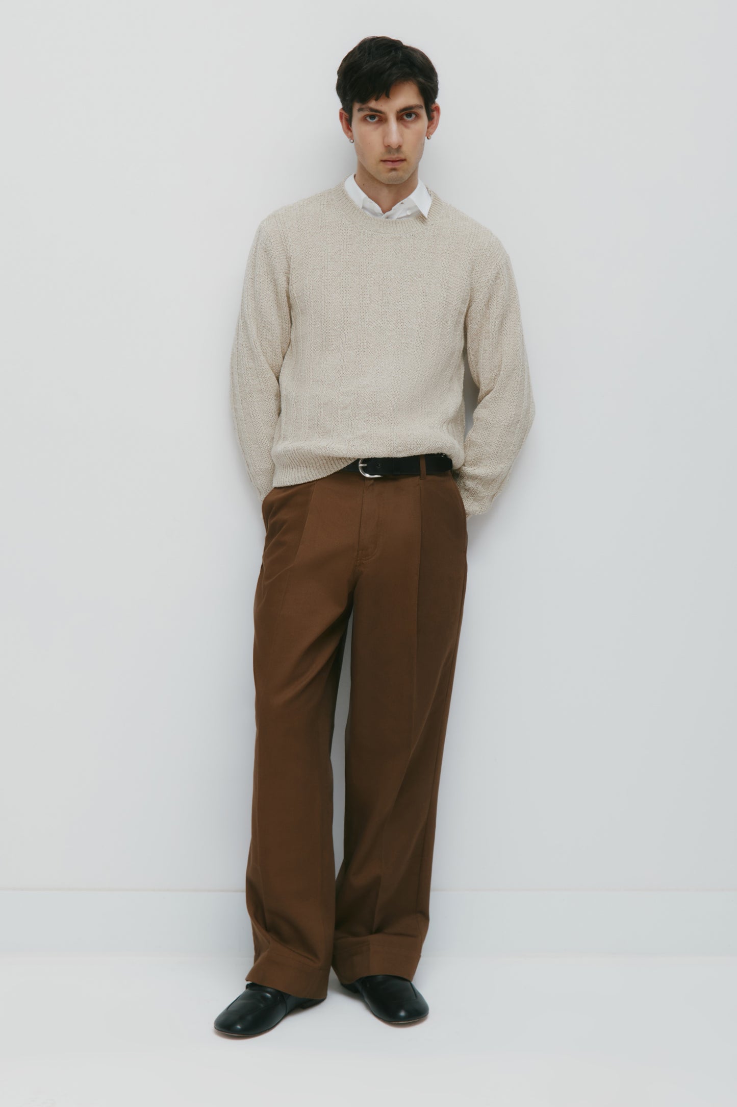 Men's Nima Open Knit Crew in Dove