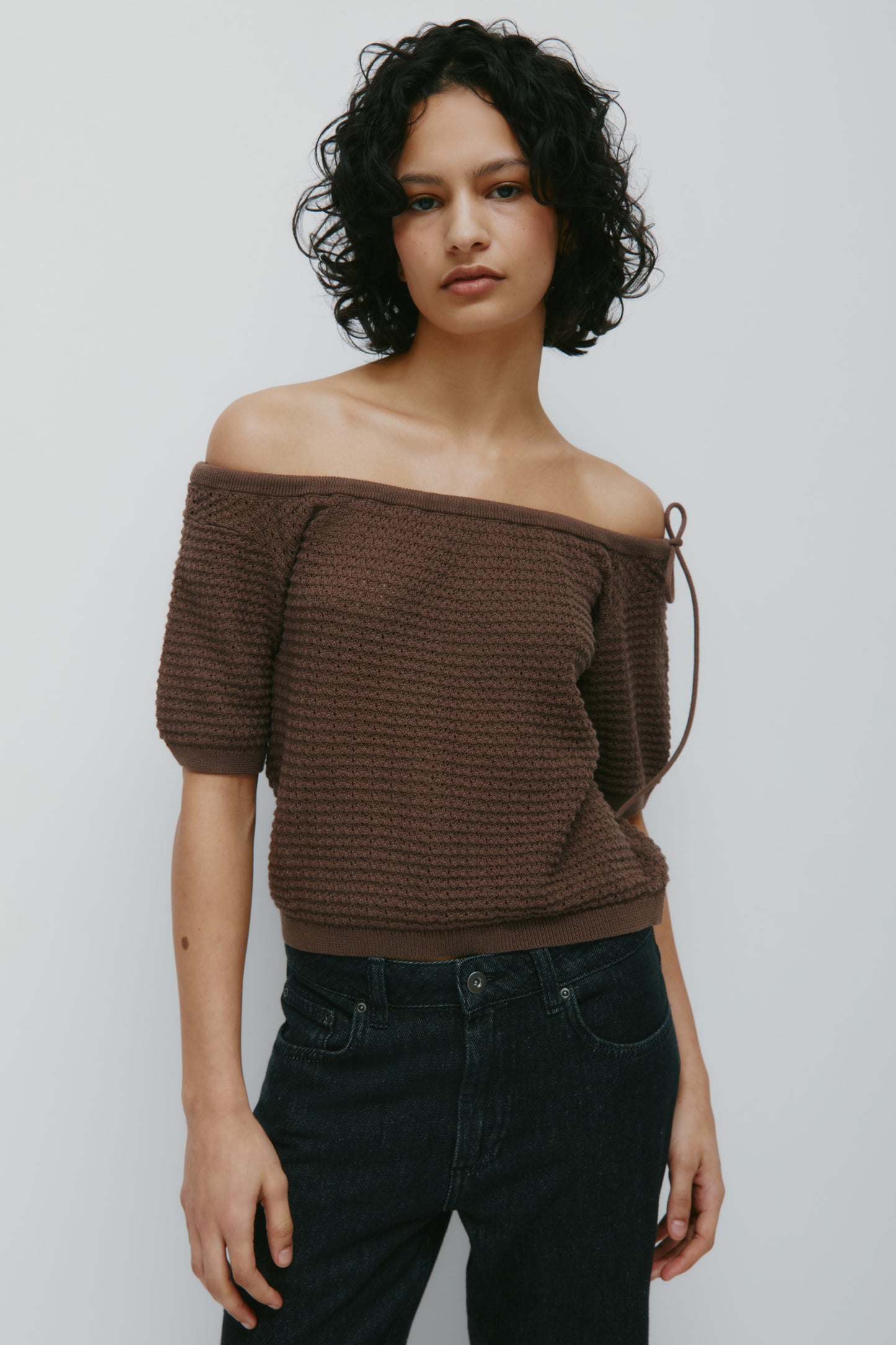 Women's Acacia Tie Boatneck Tee in Bark