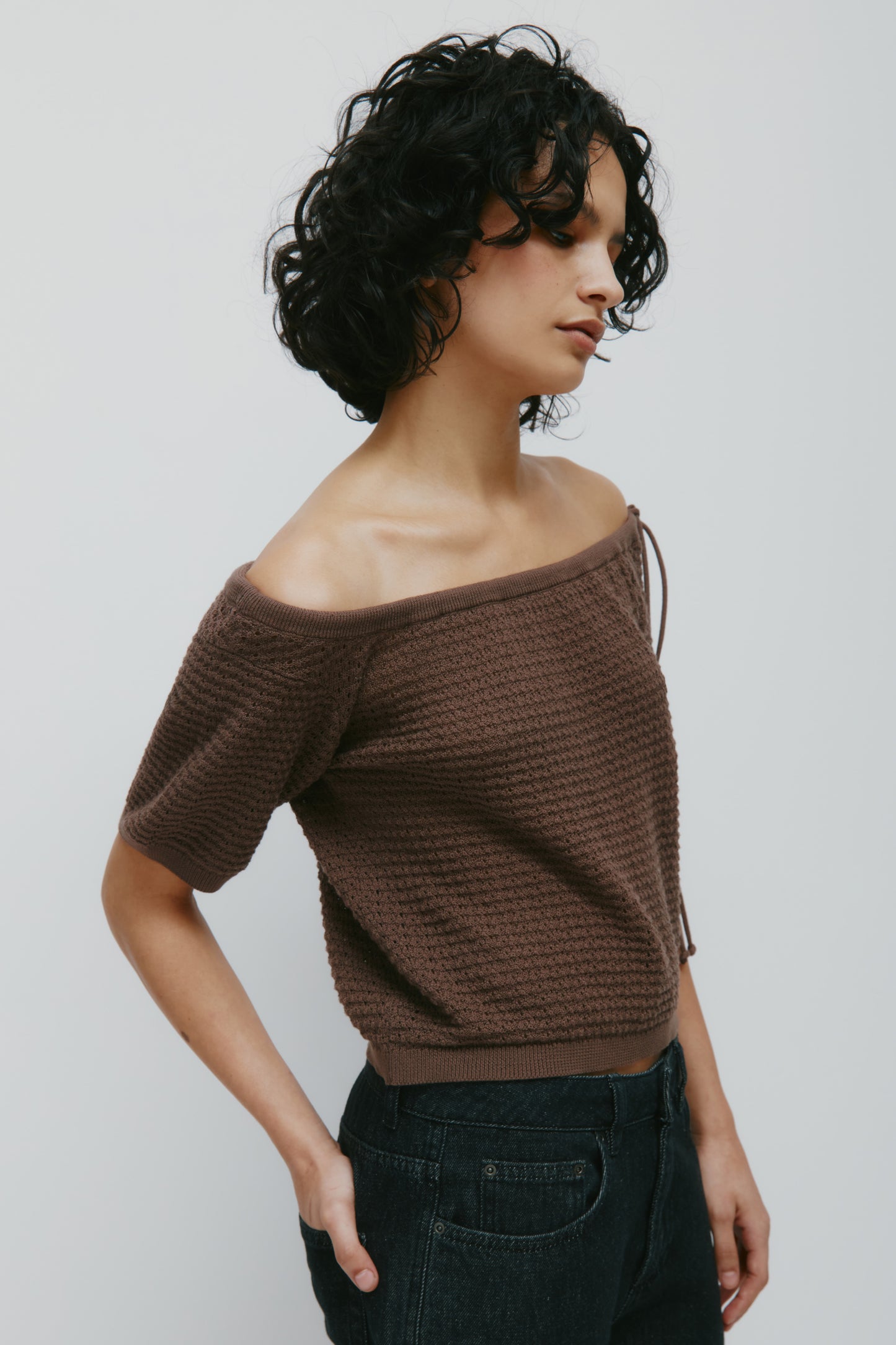 Women's Acacia Tie Boatneck Tee in Bark