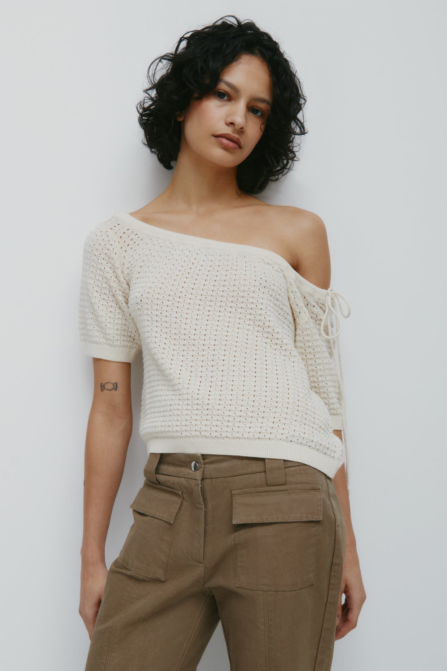 Women's Acacia Tie Boatneck Tee in Natural
