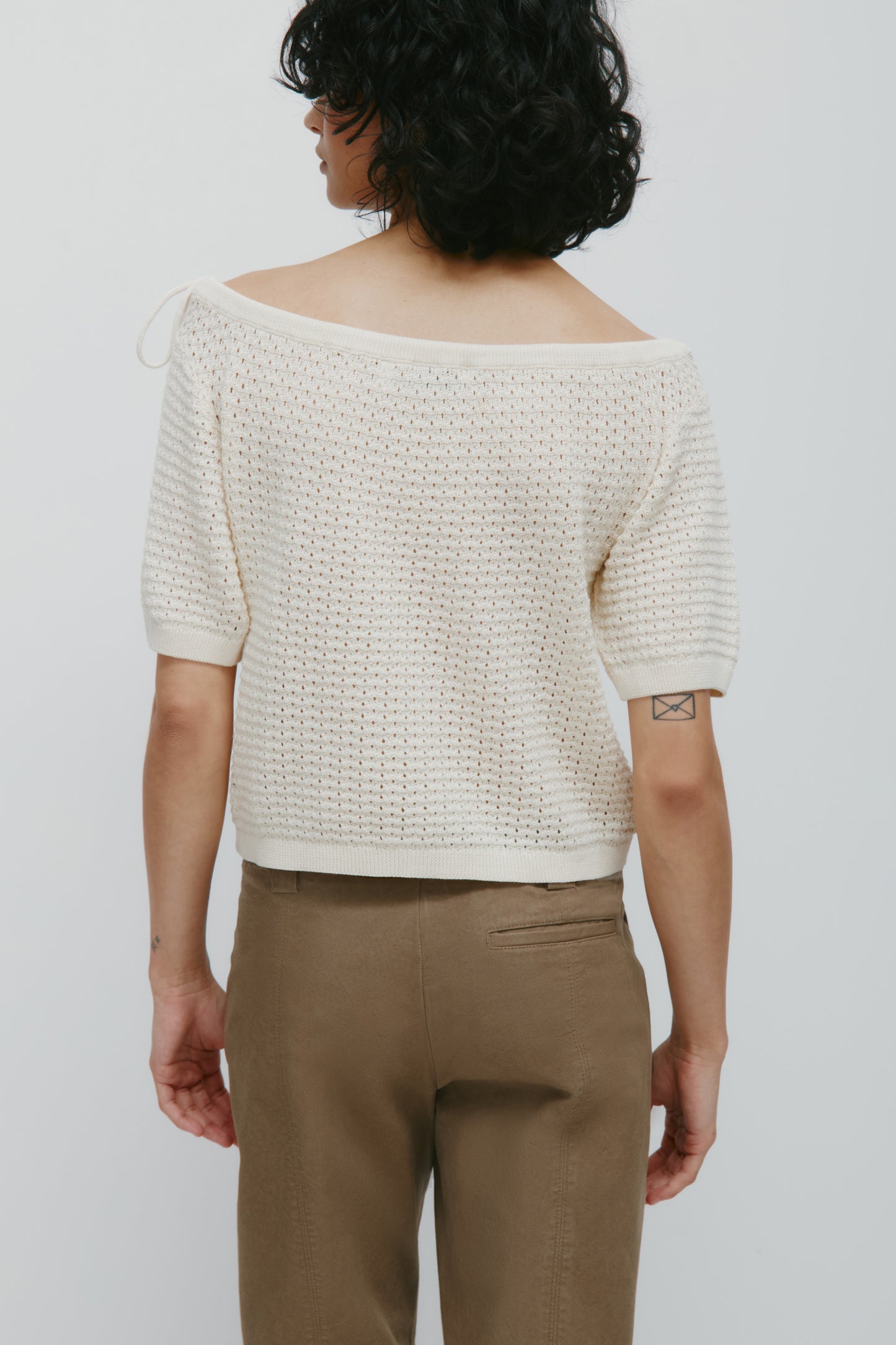 Women's Acacia Tie Boatneck Tee in Natural