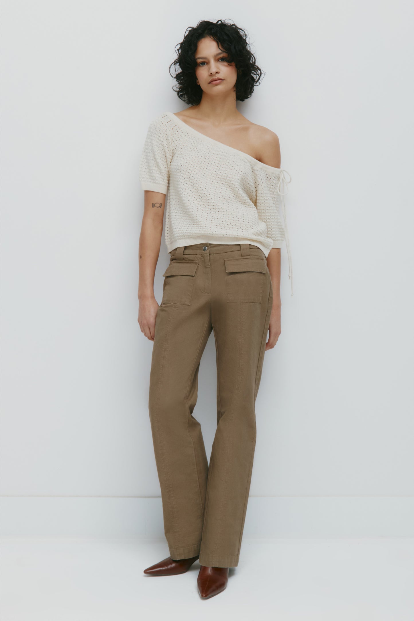 Women's Acacia Tie Boatneck Tee in Natural