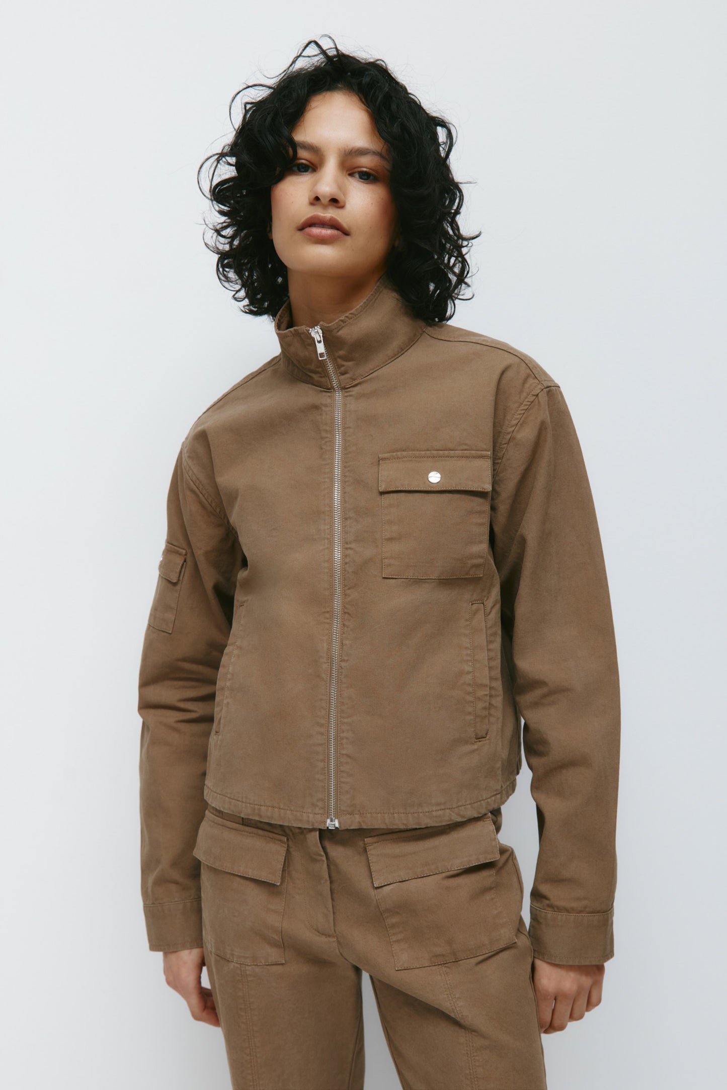 Women's Heka Funnel Jacket in Khaki Brown