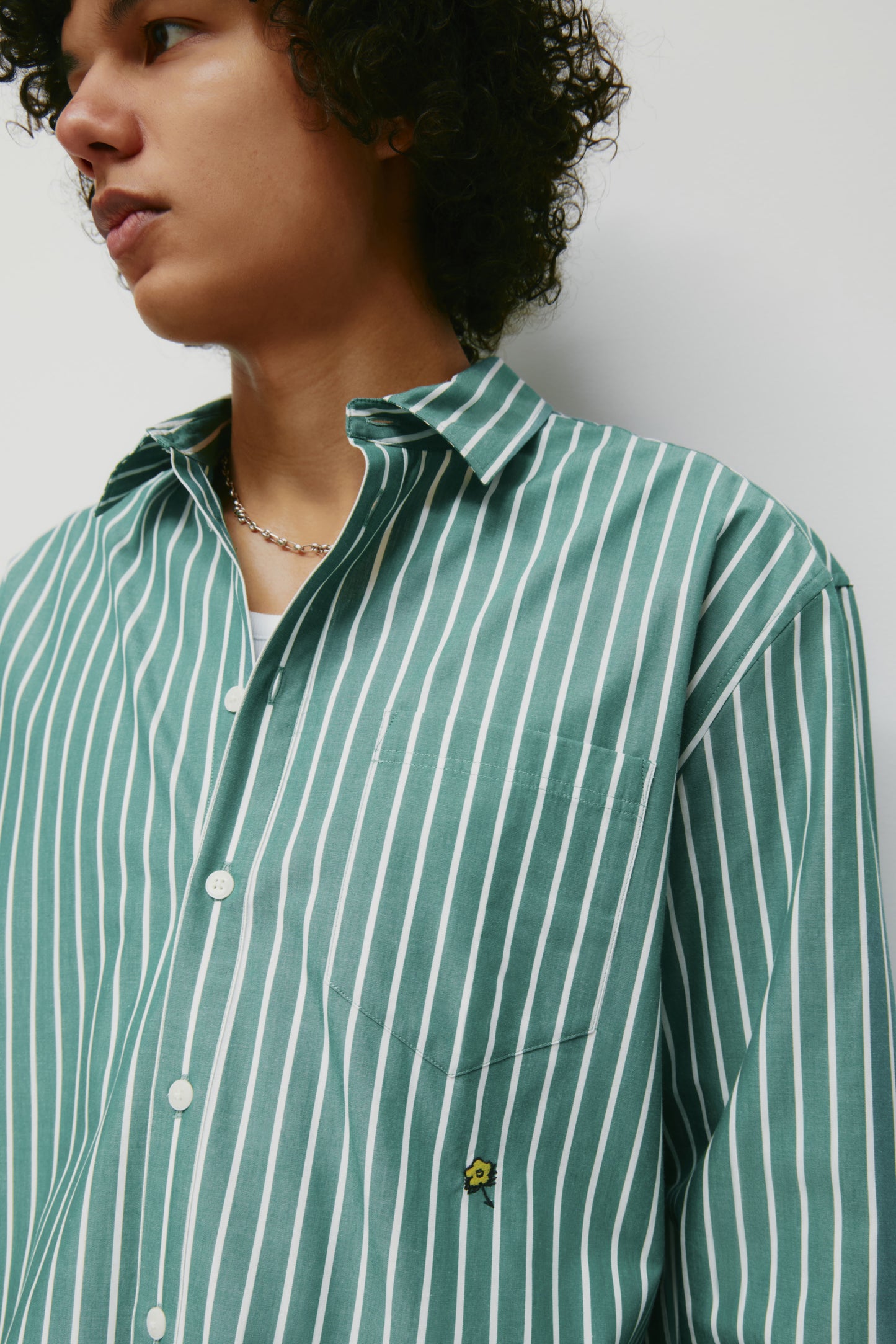 Men's Zia Shirt in Green/White Stripe