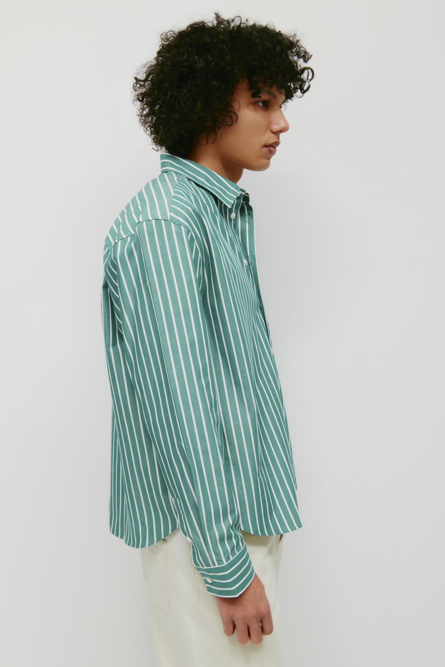 Men's Zia Shirt in Green/White Stripe