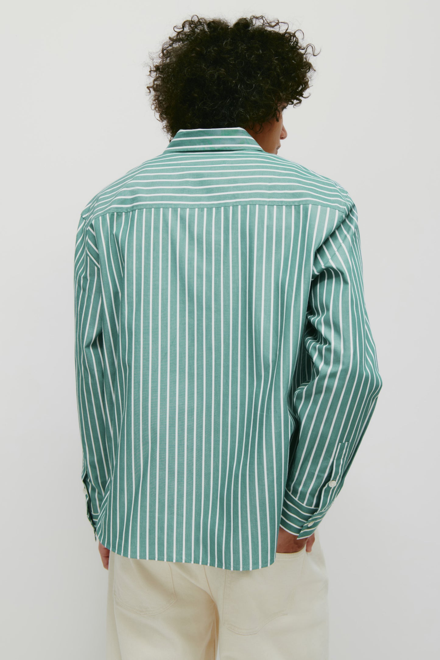 Men's Zia Shirt in Green/White Stripe