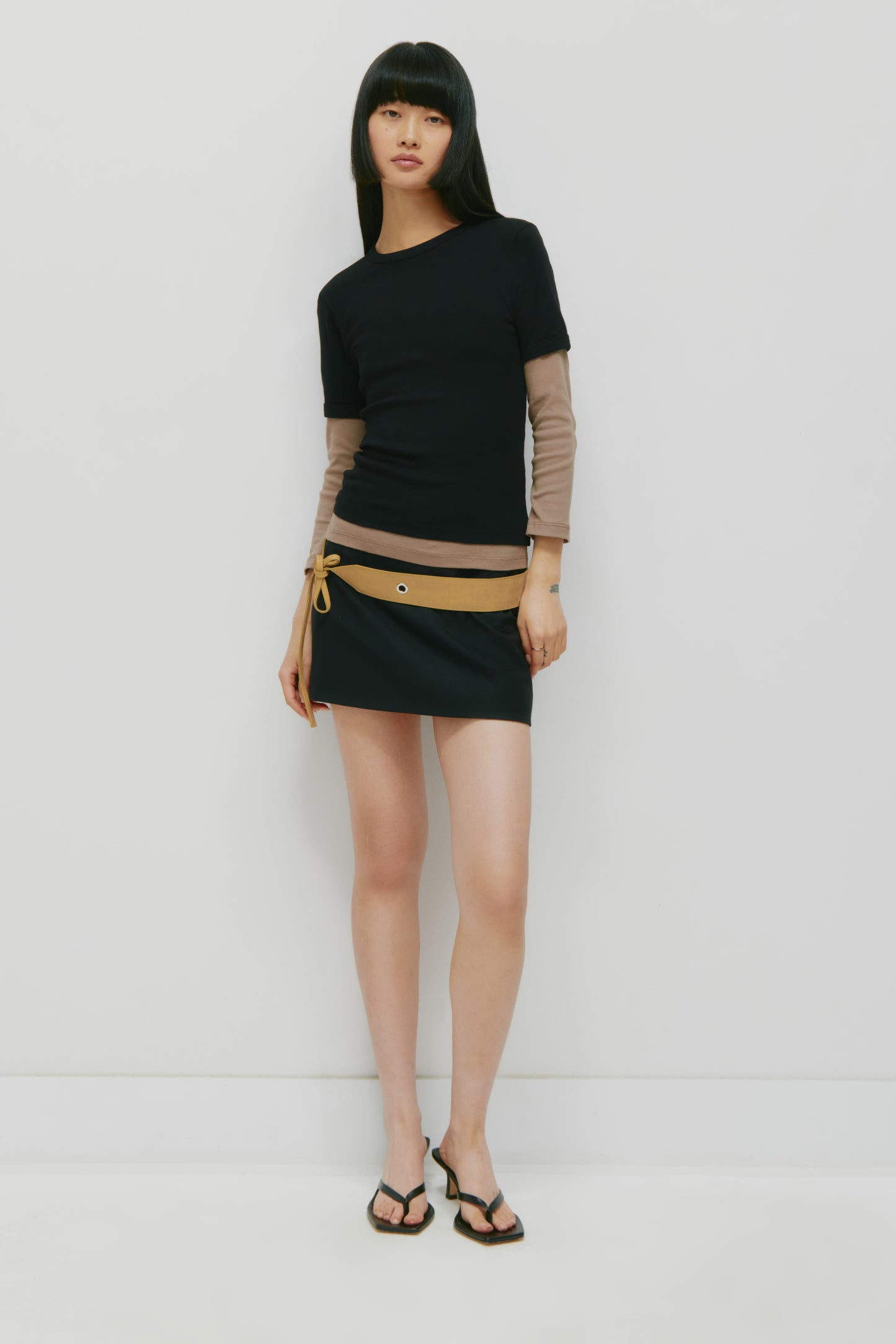 Women's Micro Rib Tee in Black