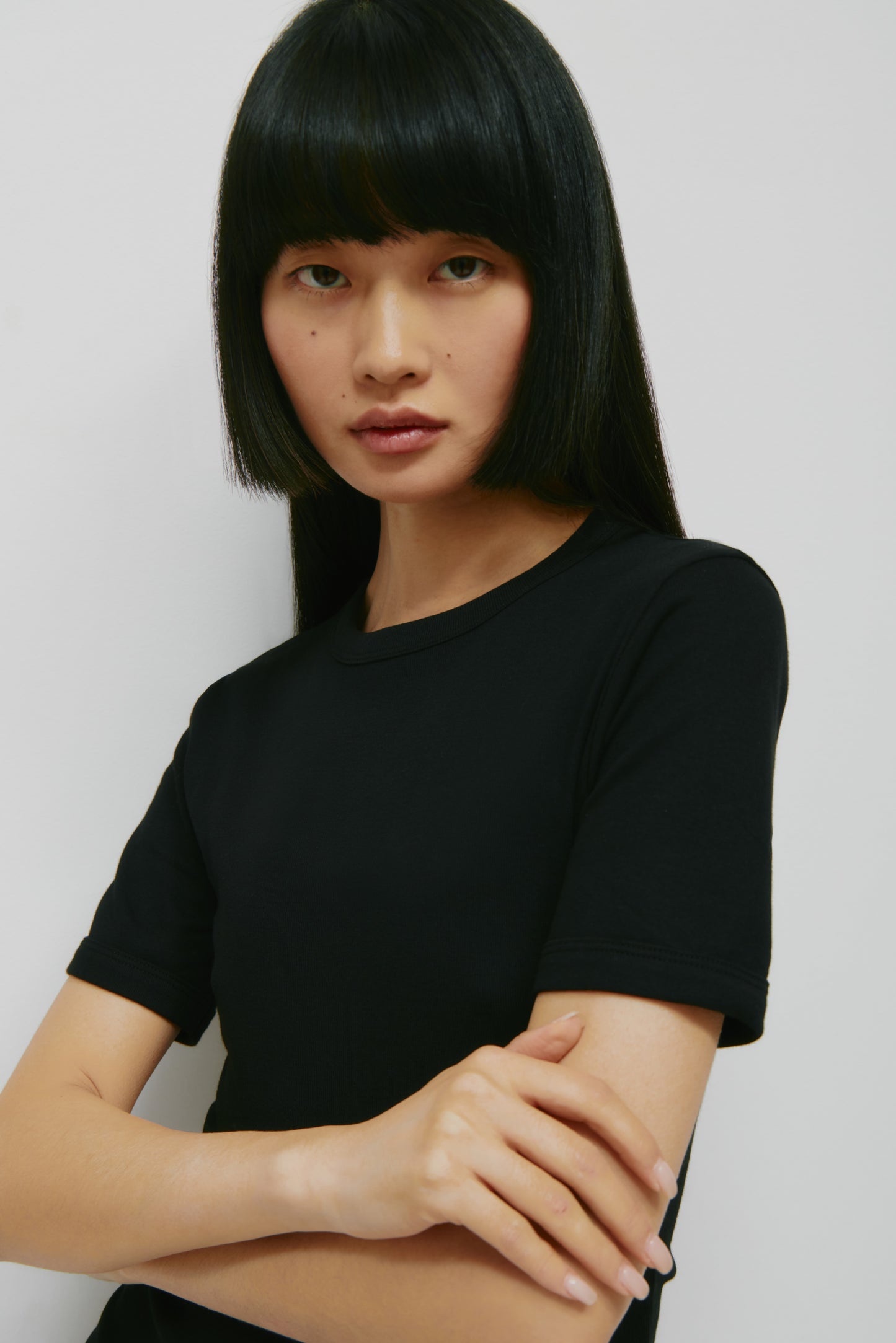 Women's Micro Rib Tee in Black