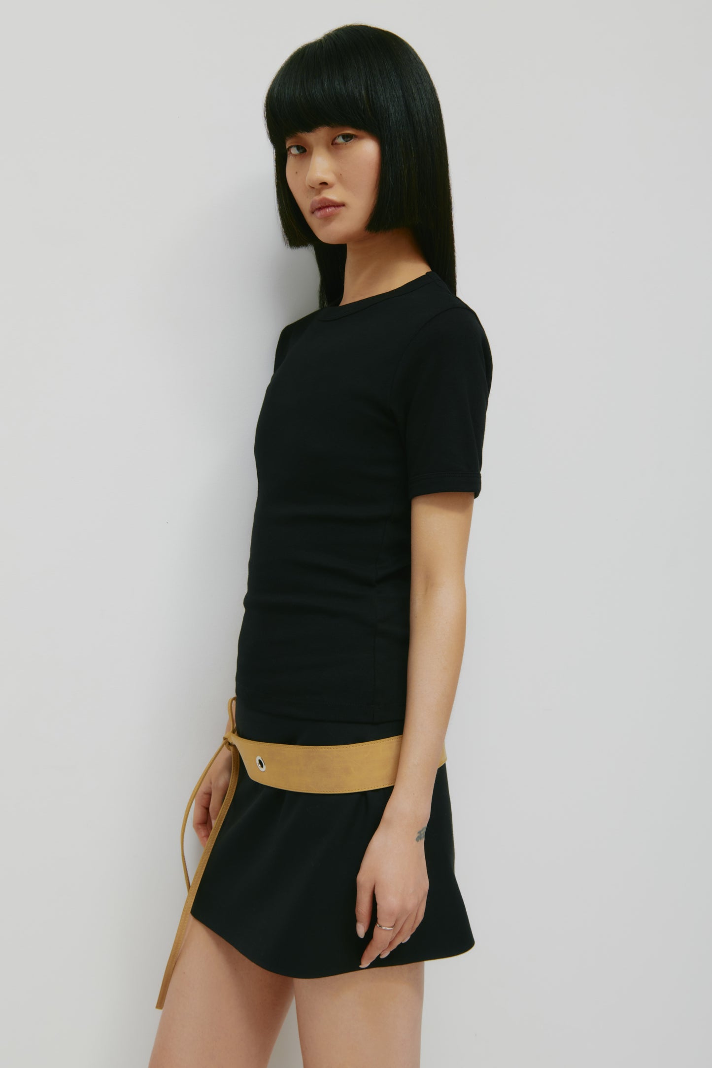 Women's Micro Rib Tee in Black