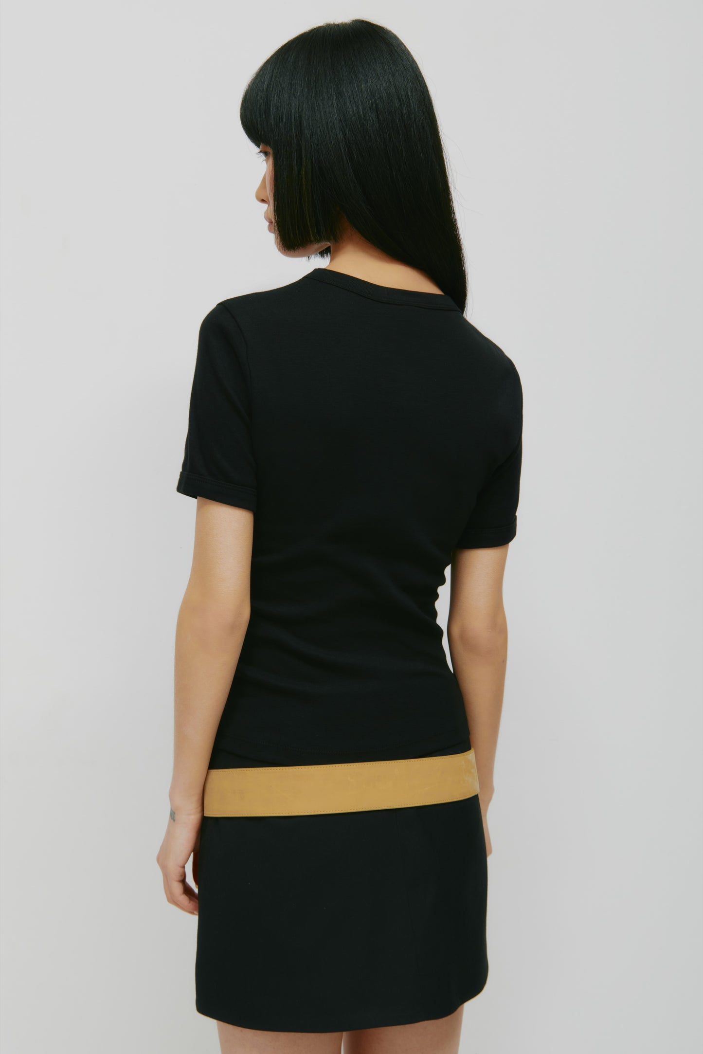 Women's Micro Rib Tee in Black