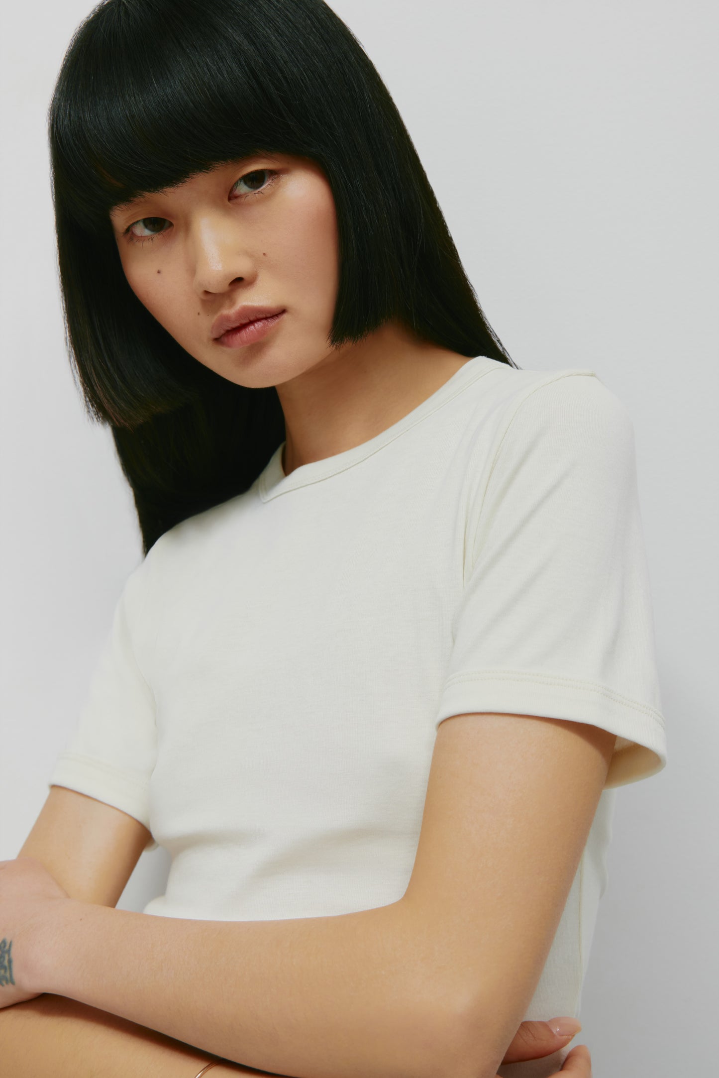 Women's Micro Rib Tee in Marshmallow