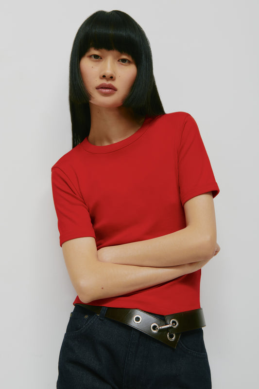 Women's Micro Rib Tee in Salsa