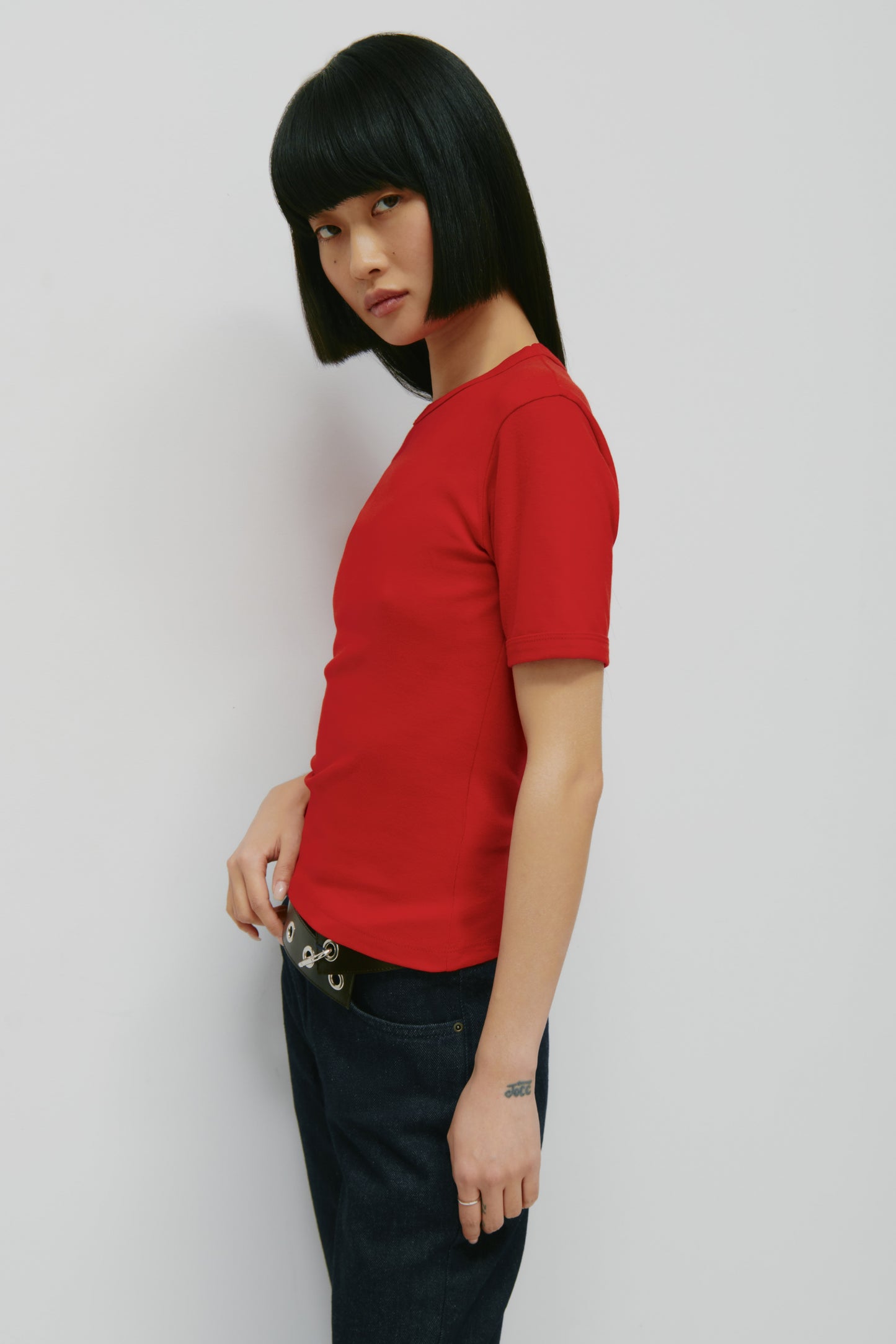 Women's Micro Rib Tee in Salsa