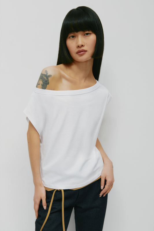 Women's Off Shoulder Tee in White
