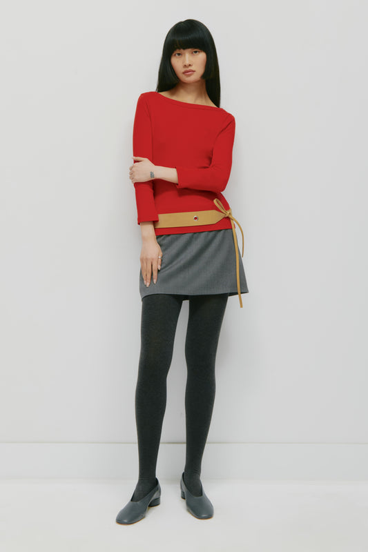 Women's Boatneck 3/4 Sleeve Top in Salsa