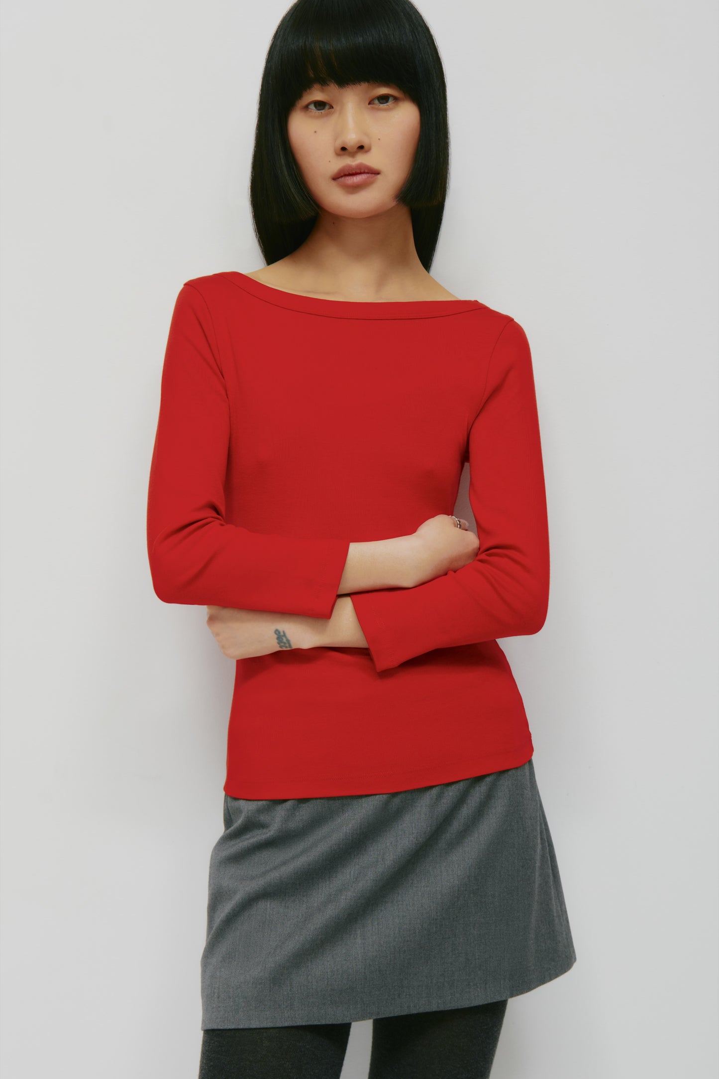 Women's Boatneck 3/4 Sleeve Top in Salsa