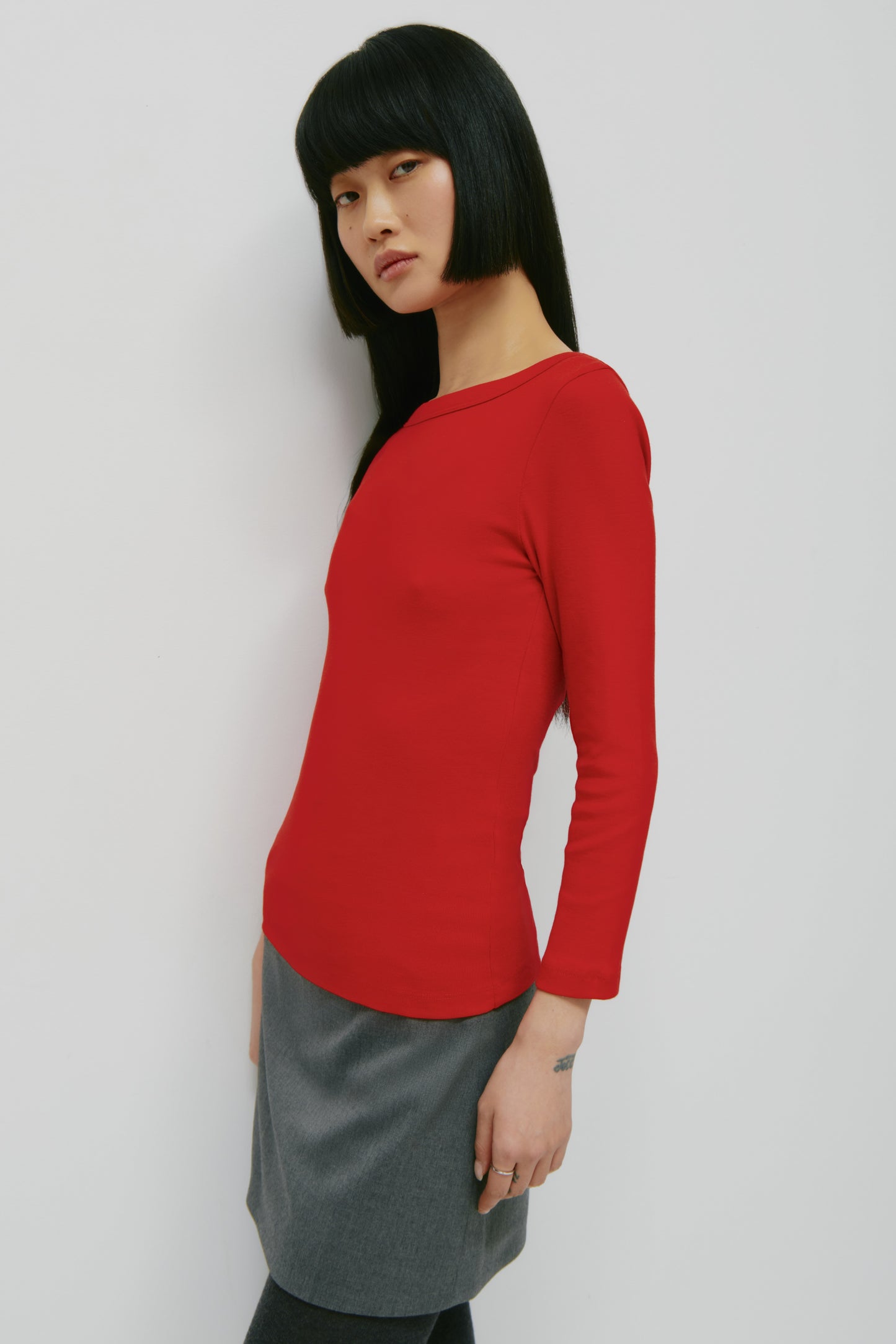 Women's Boatneck 3/4 Sleeve Top in Salsa