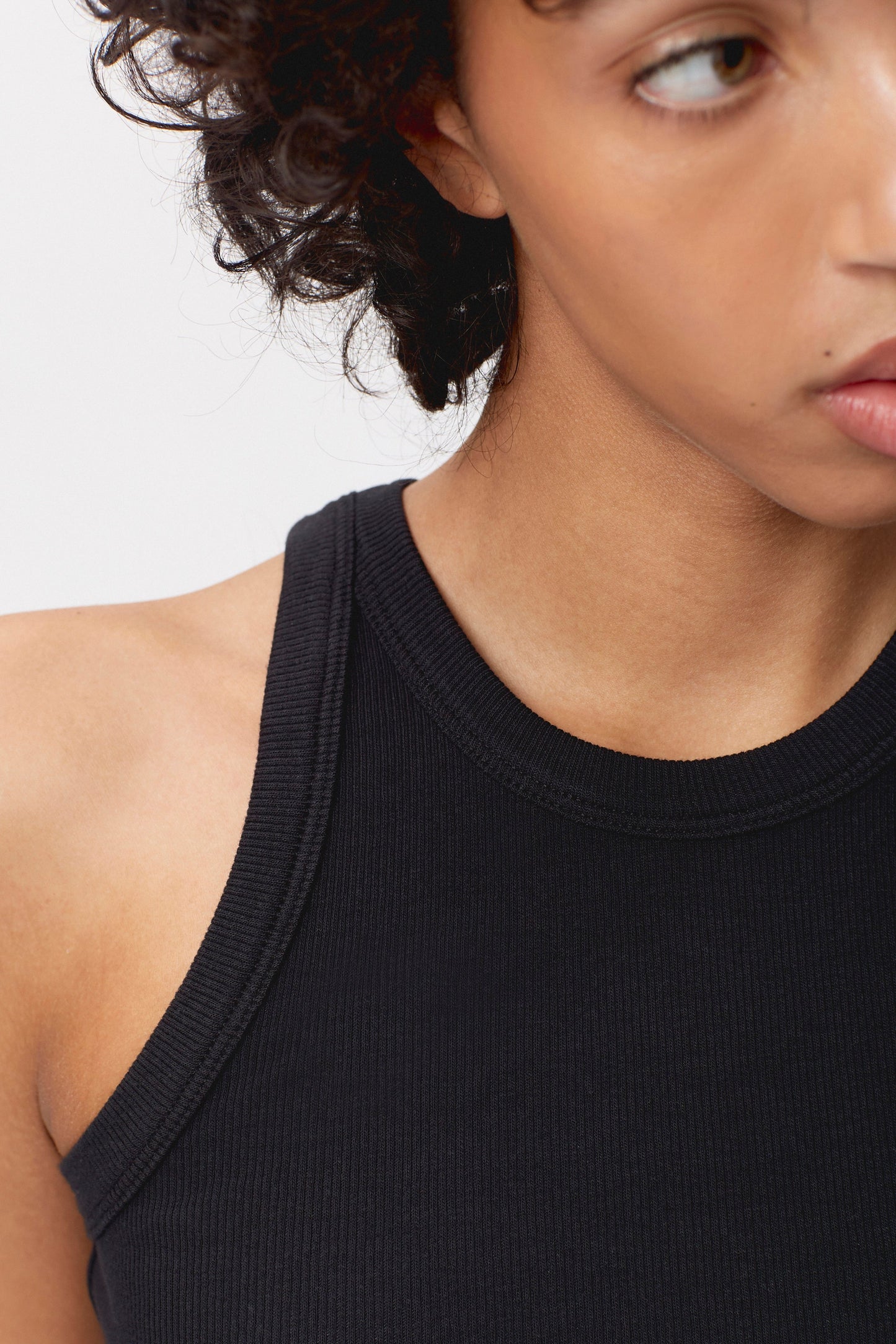 Women's Crop Racer Tank in Black