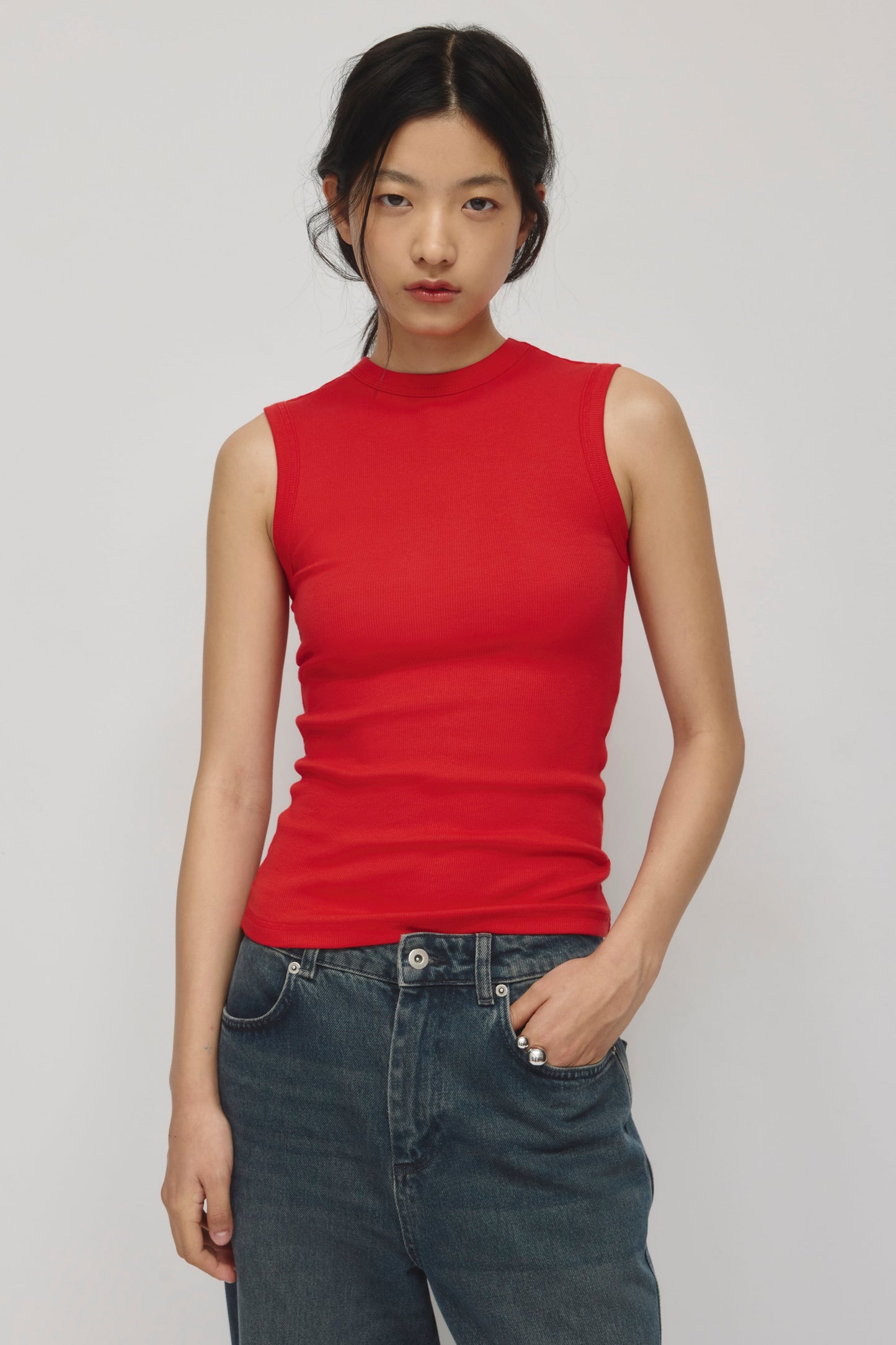 Women's Back Cut Out Tank in Salsa