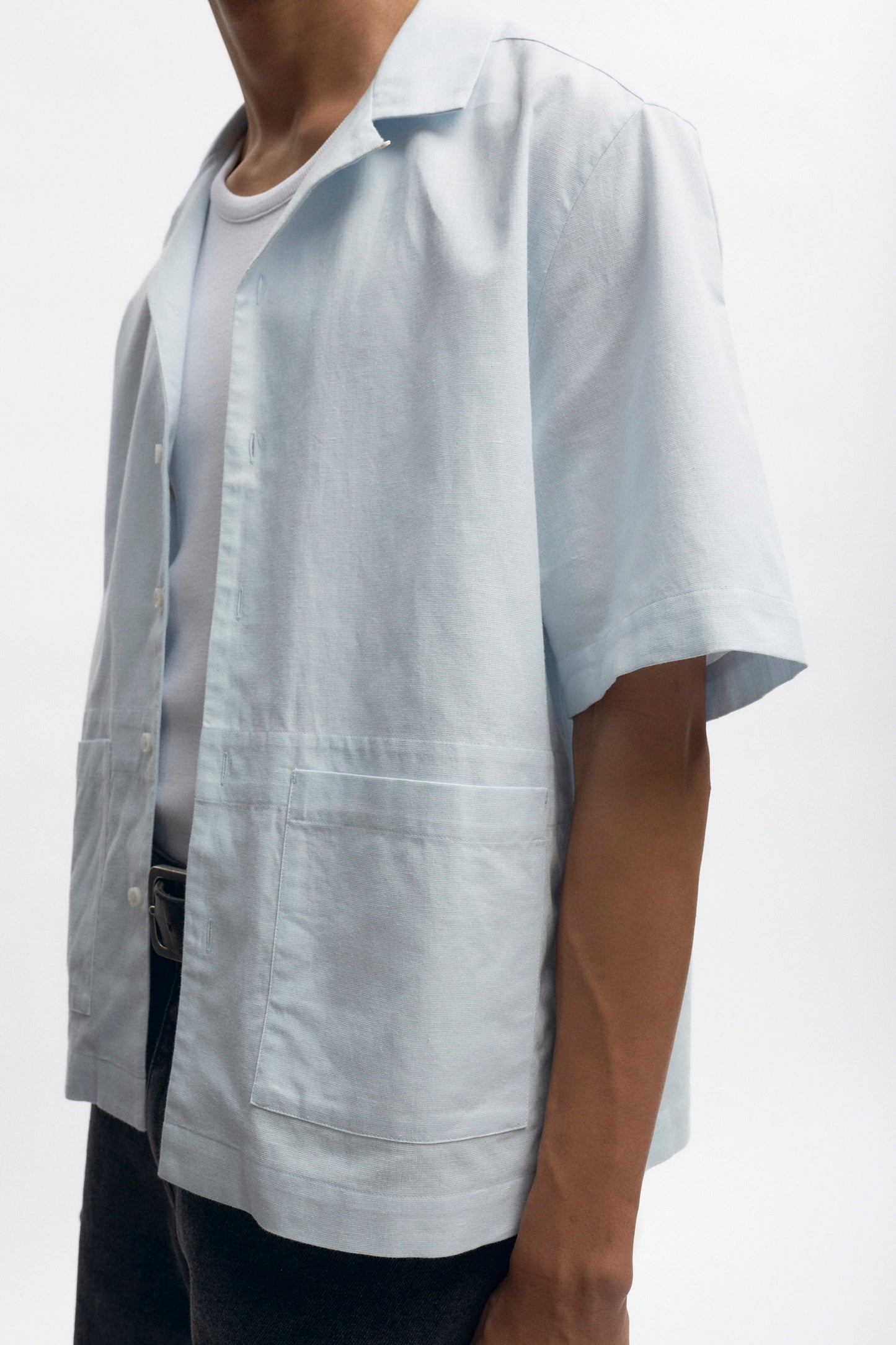 Men’s Linen Camp Shirt in Puritan Grey