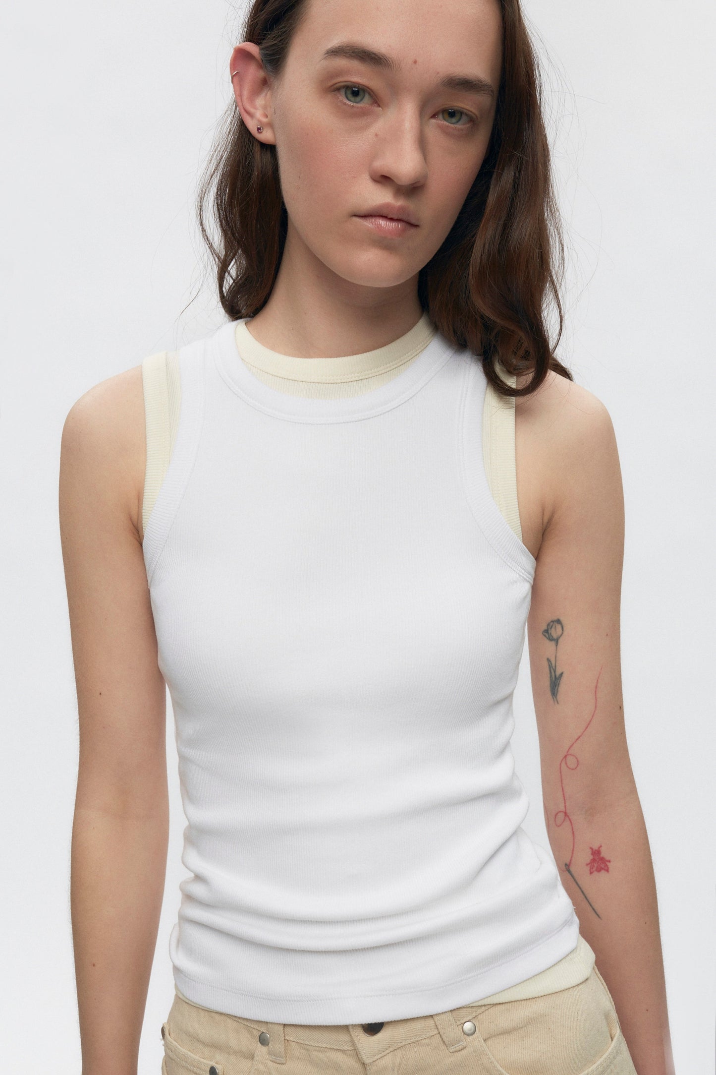 Women's Racer Tank in White