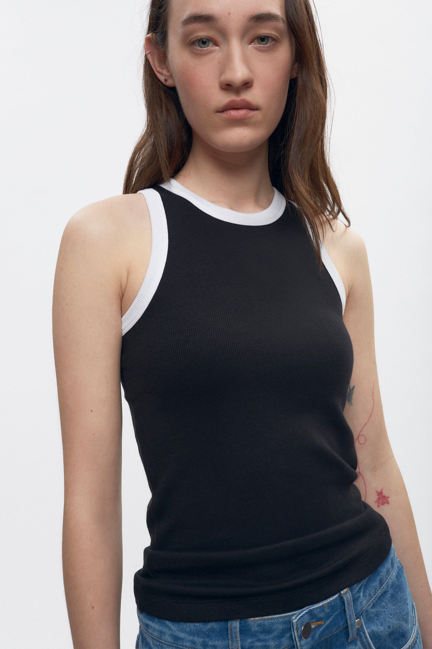 Women's Racer Tank in Black/White