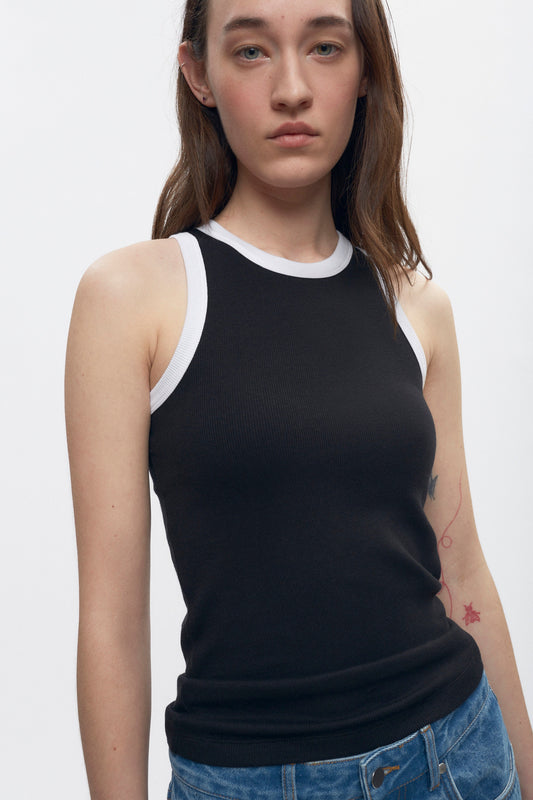 Women's Racer Tank in Black/White