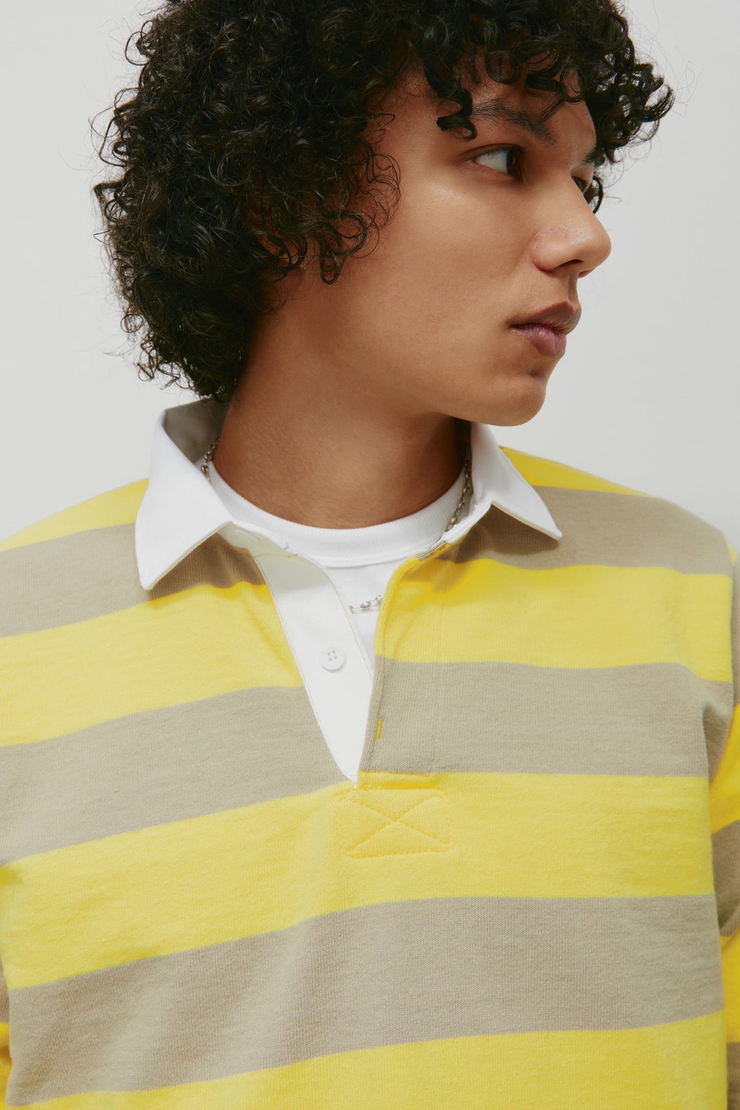 Shrunken Rugby Shirt in Lemon/Taupe