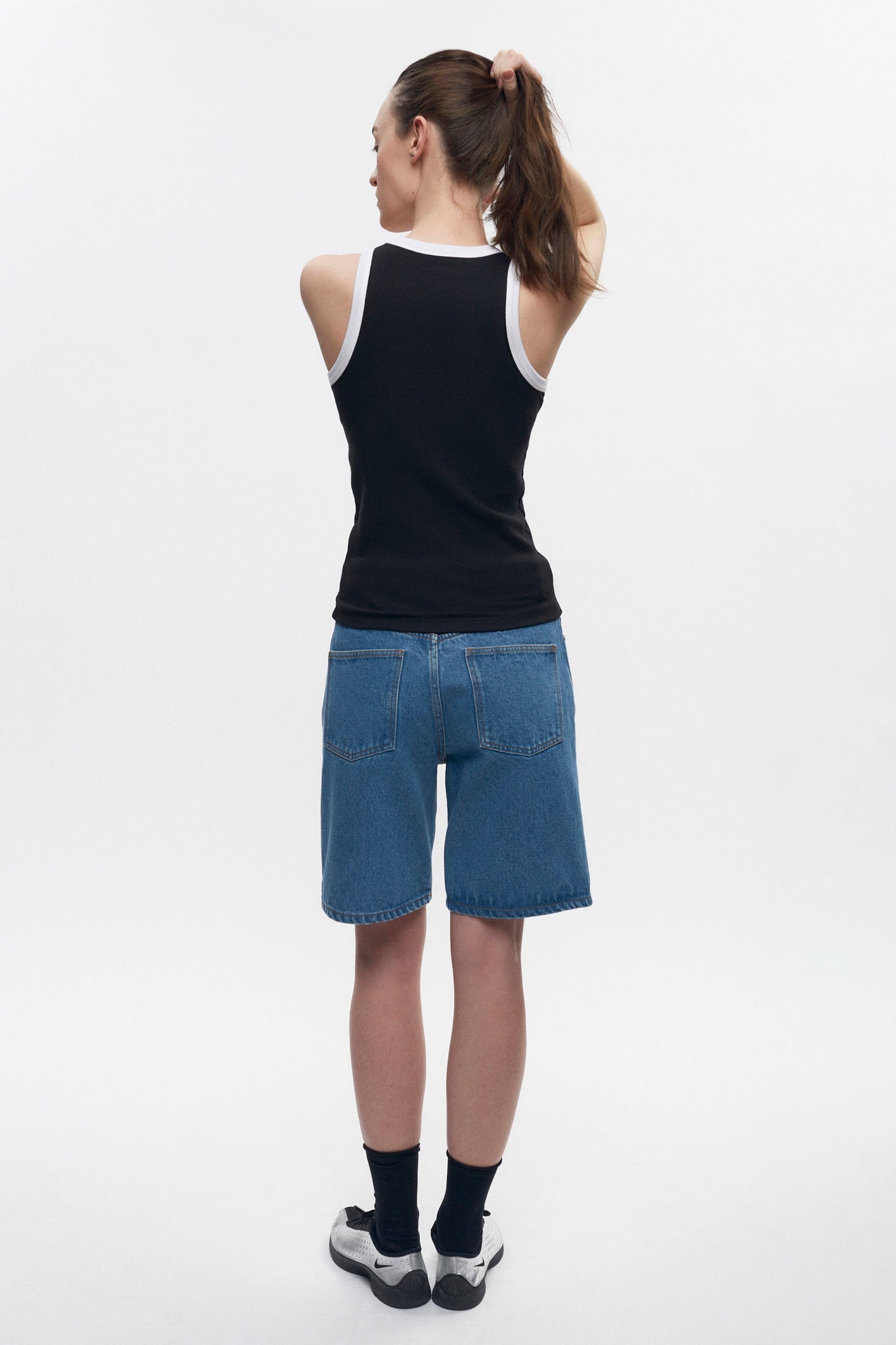 Women's Racer Tank in Black/White