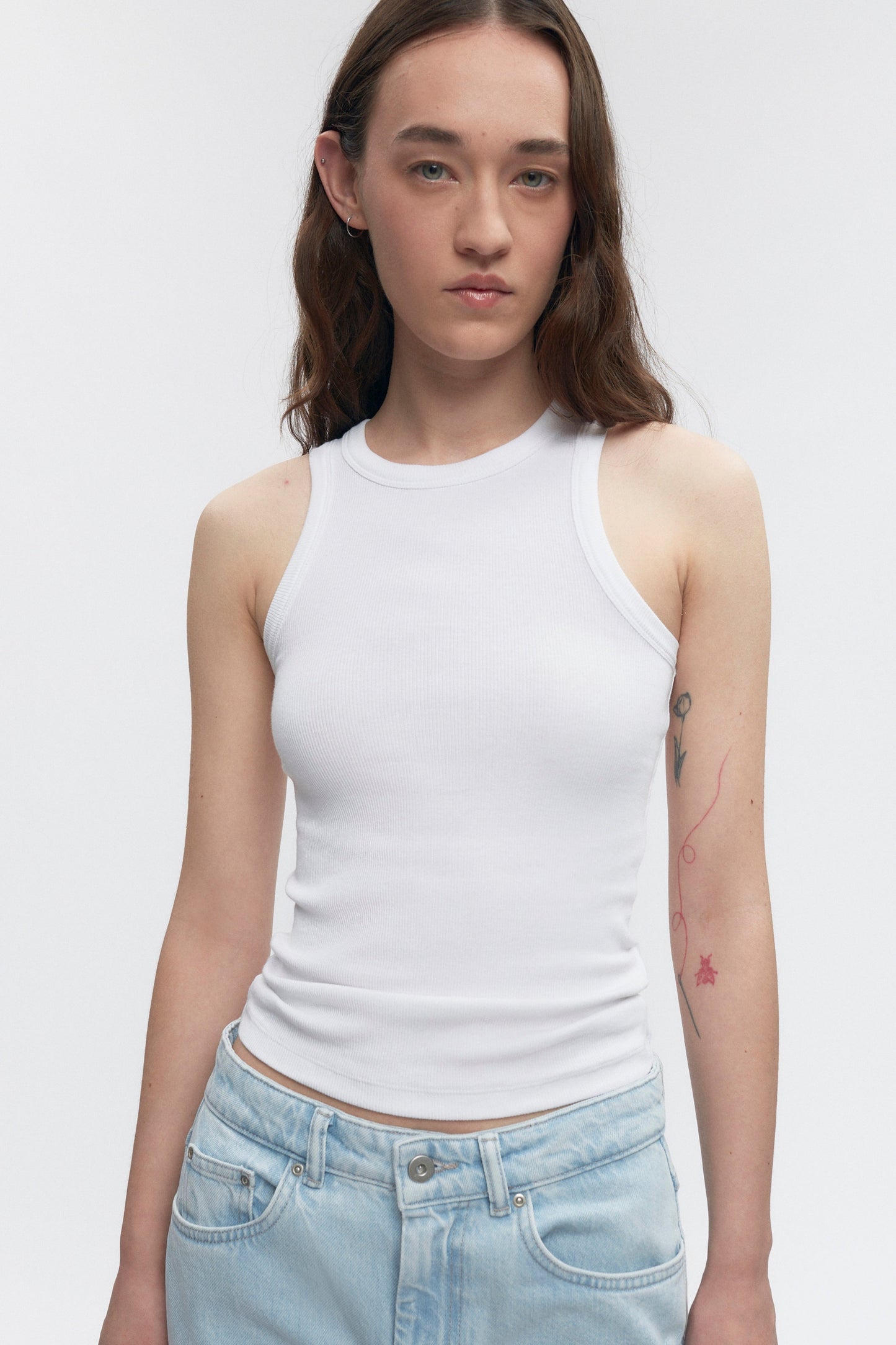 Women's Racer Tank in White