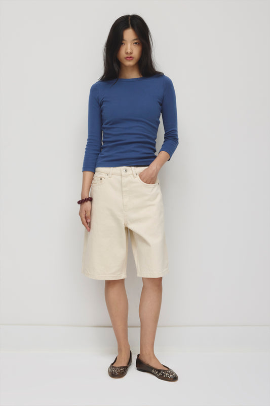 Unisex Antifit Denim Shorts in Natural
