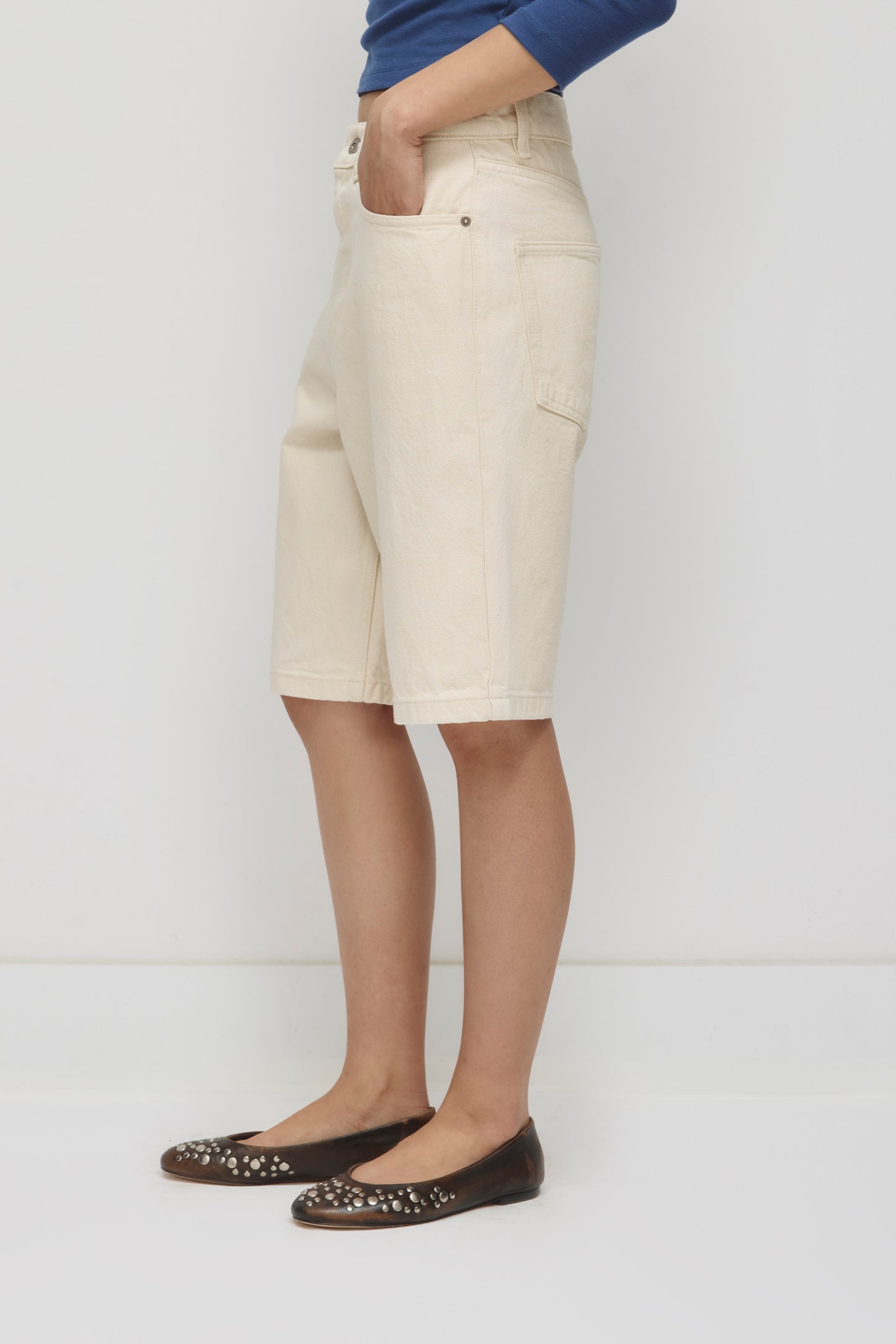 Unisex Antifit Denim Shorts in Natural