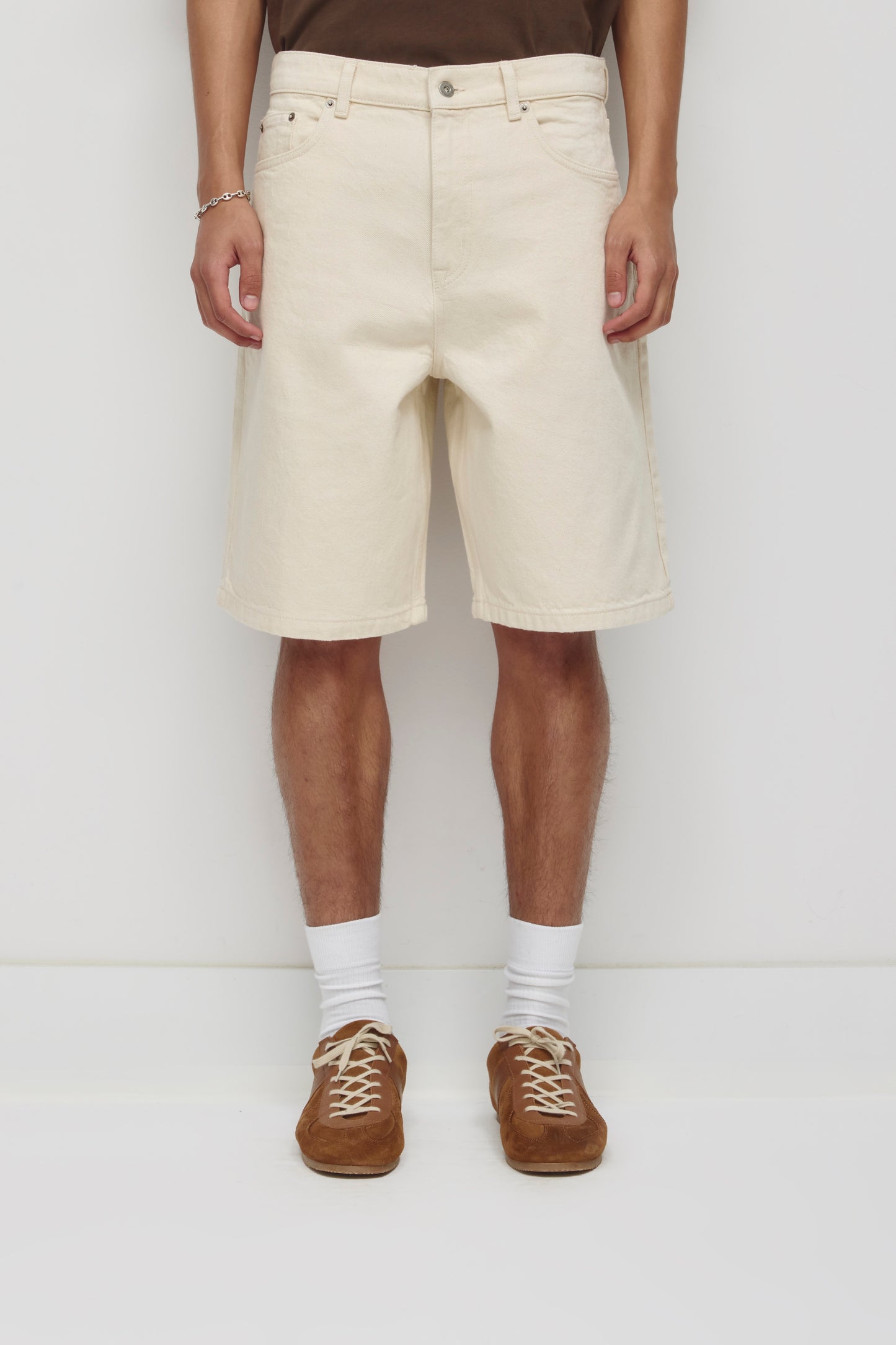 Unisex Antifit Denim Shorts in Natural