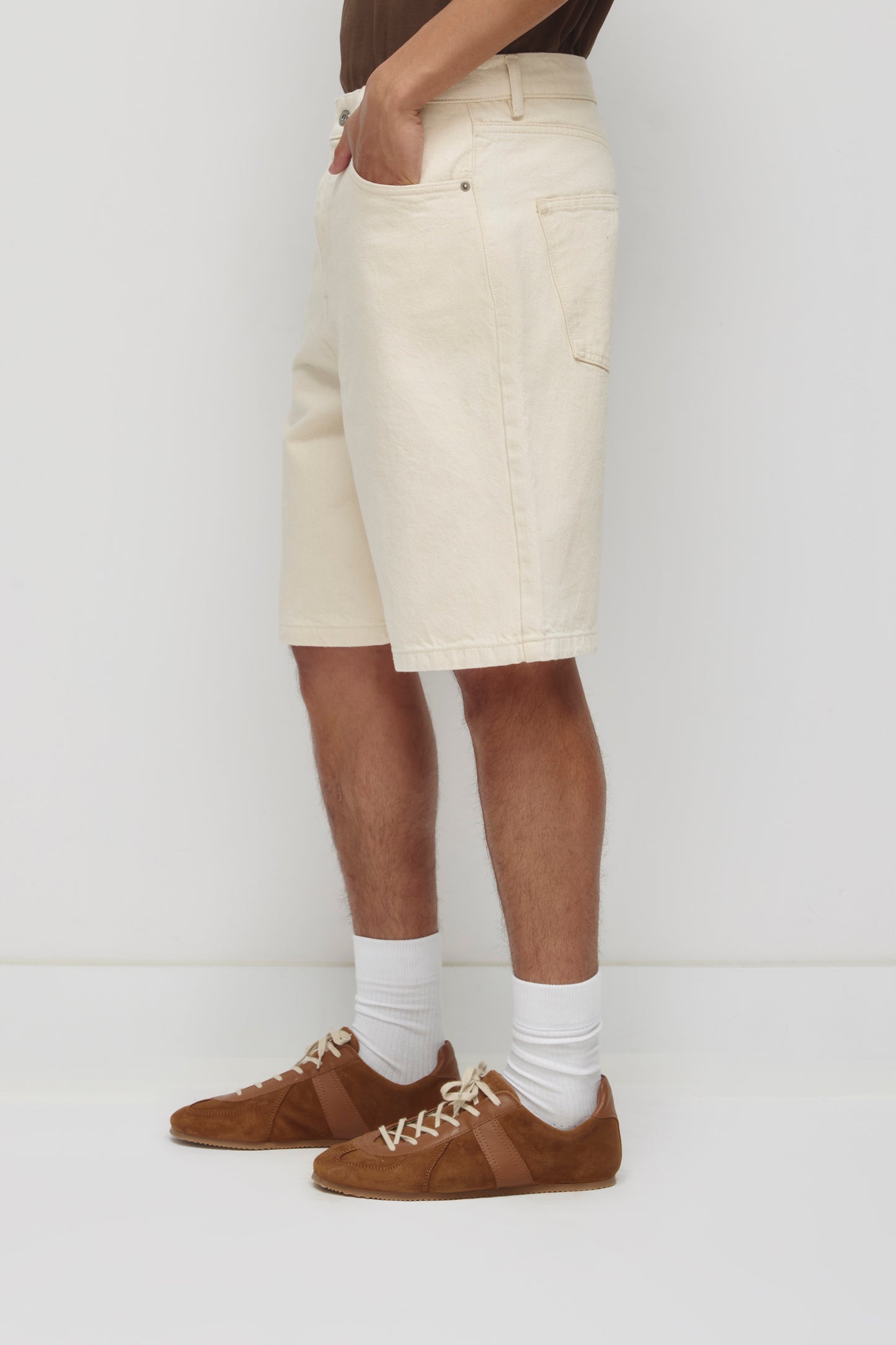 Unisex Antifit Denim Shorts in Natural