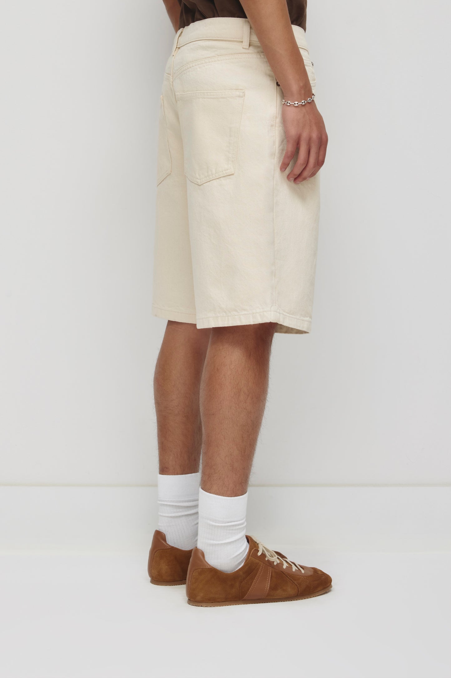 Unisex Antifit Denim Shorts in Natural
