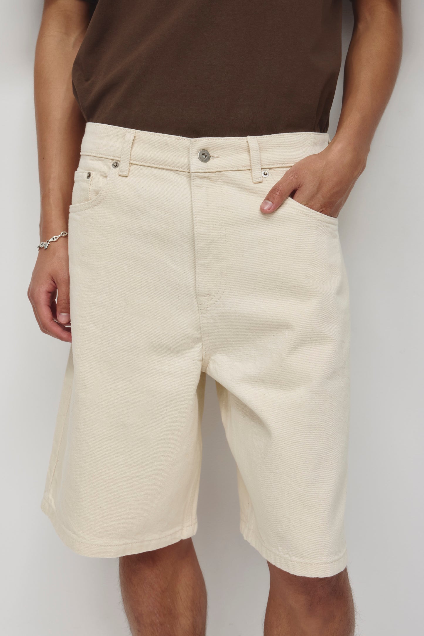 Unisex Antifit Denim Shorts in Natural