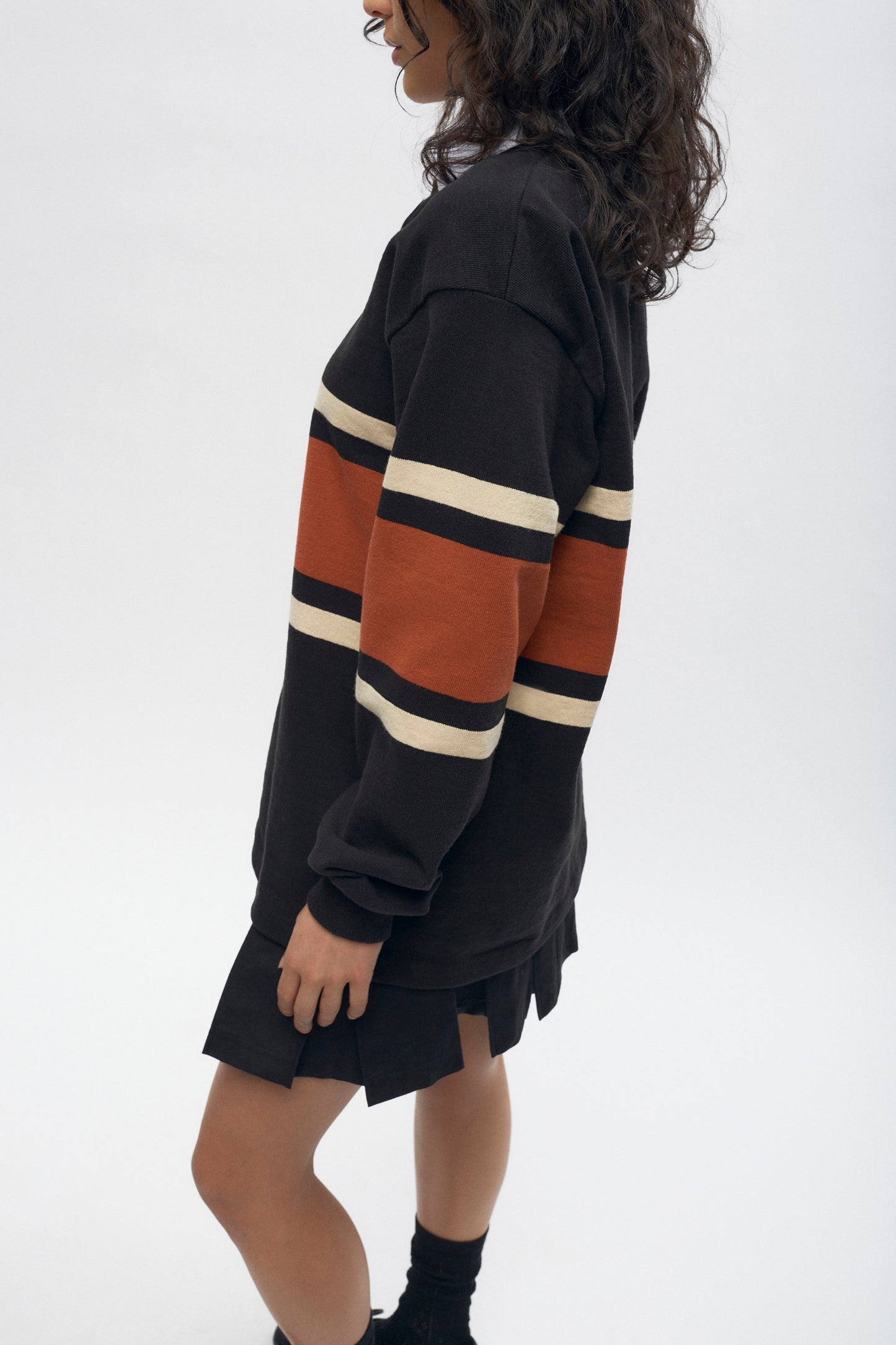 Men's Barbarian Rugby in Black/Rust Stripe