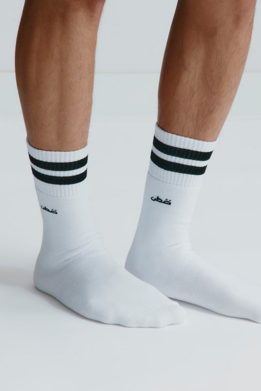 Crew Socks in Black Stripe