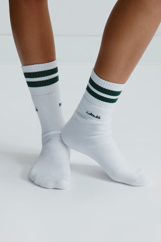 Crew Socks in Bottle Green Stripe