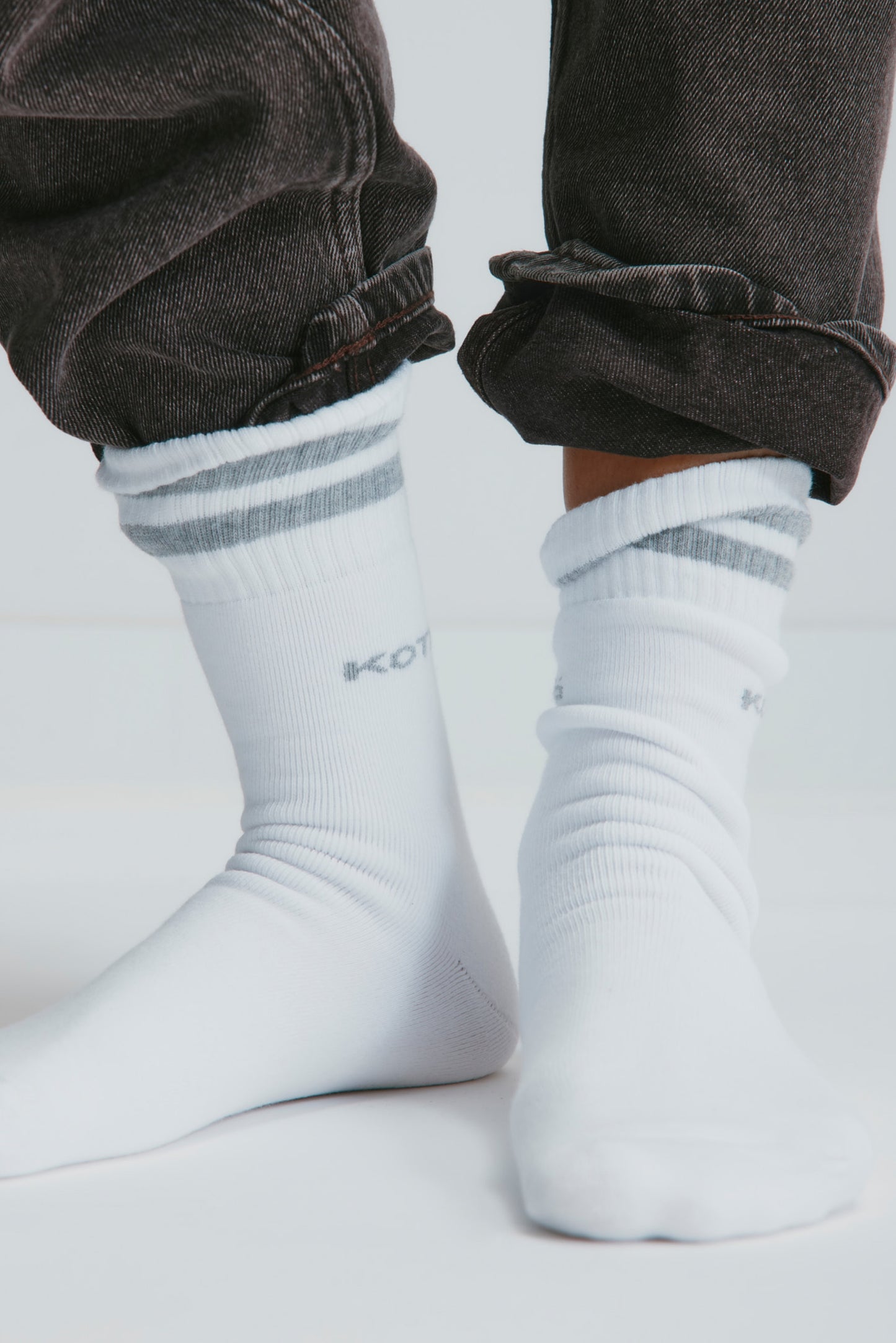 Crew Socks in Grey Mix Stripe