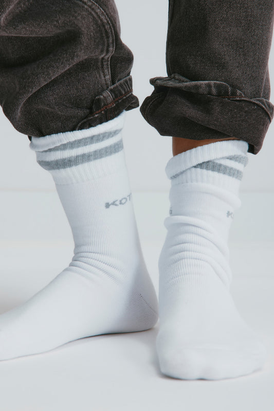 Crew Socks in Grey Mix Stripe