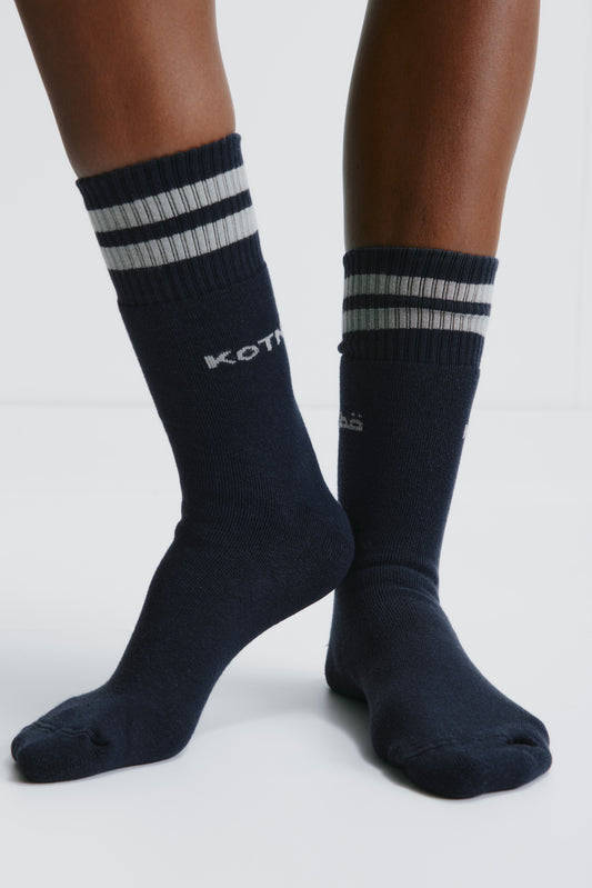 Crew Socks in Pitch Navy/Gypsum